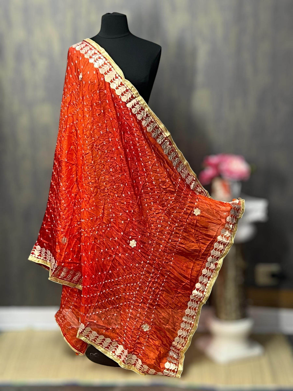 Bandhani dupattas with gota patti work