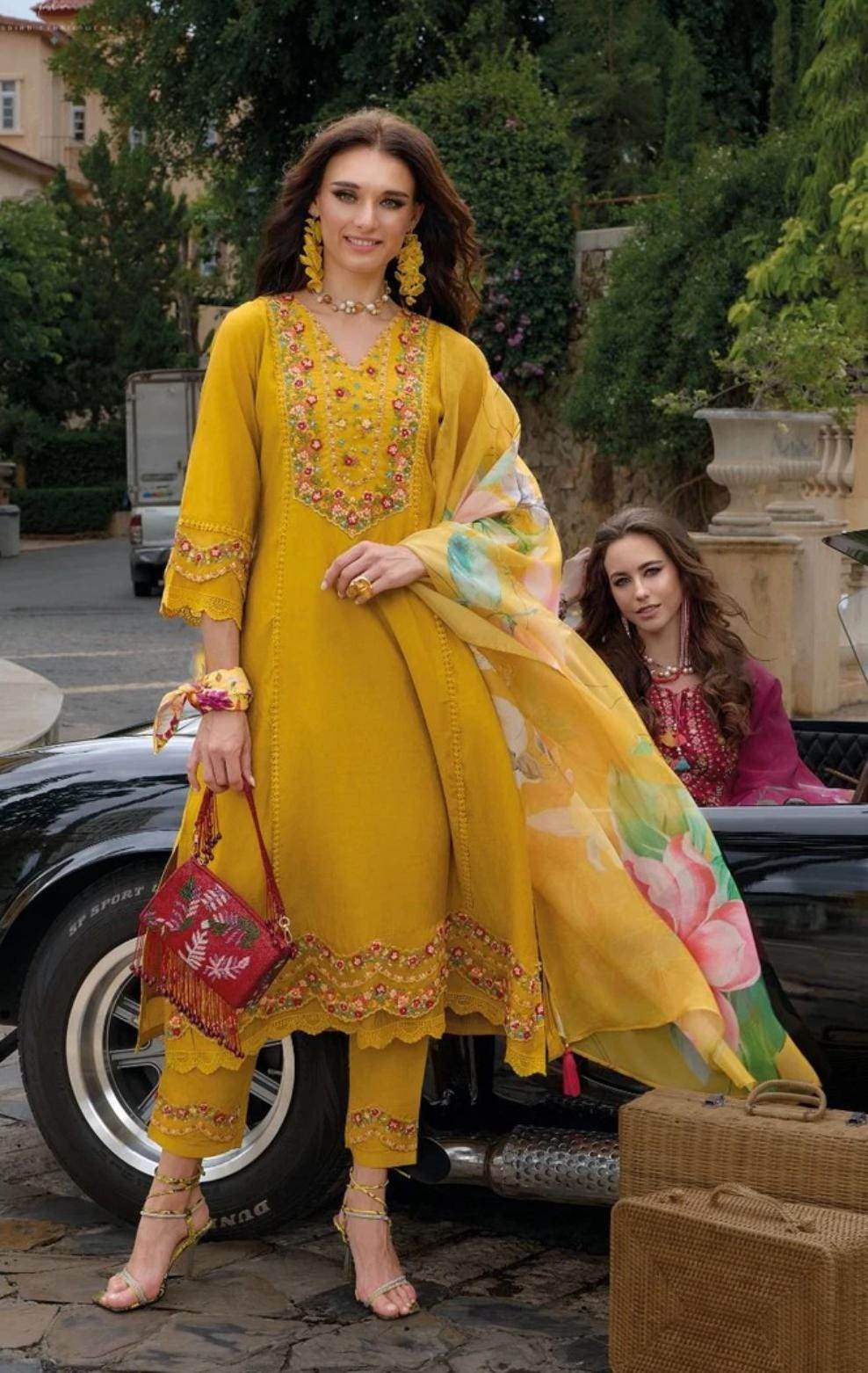 Begum | Silk party wear suits | A line kurti sets