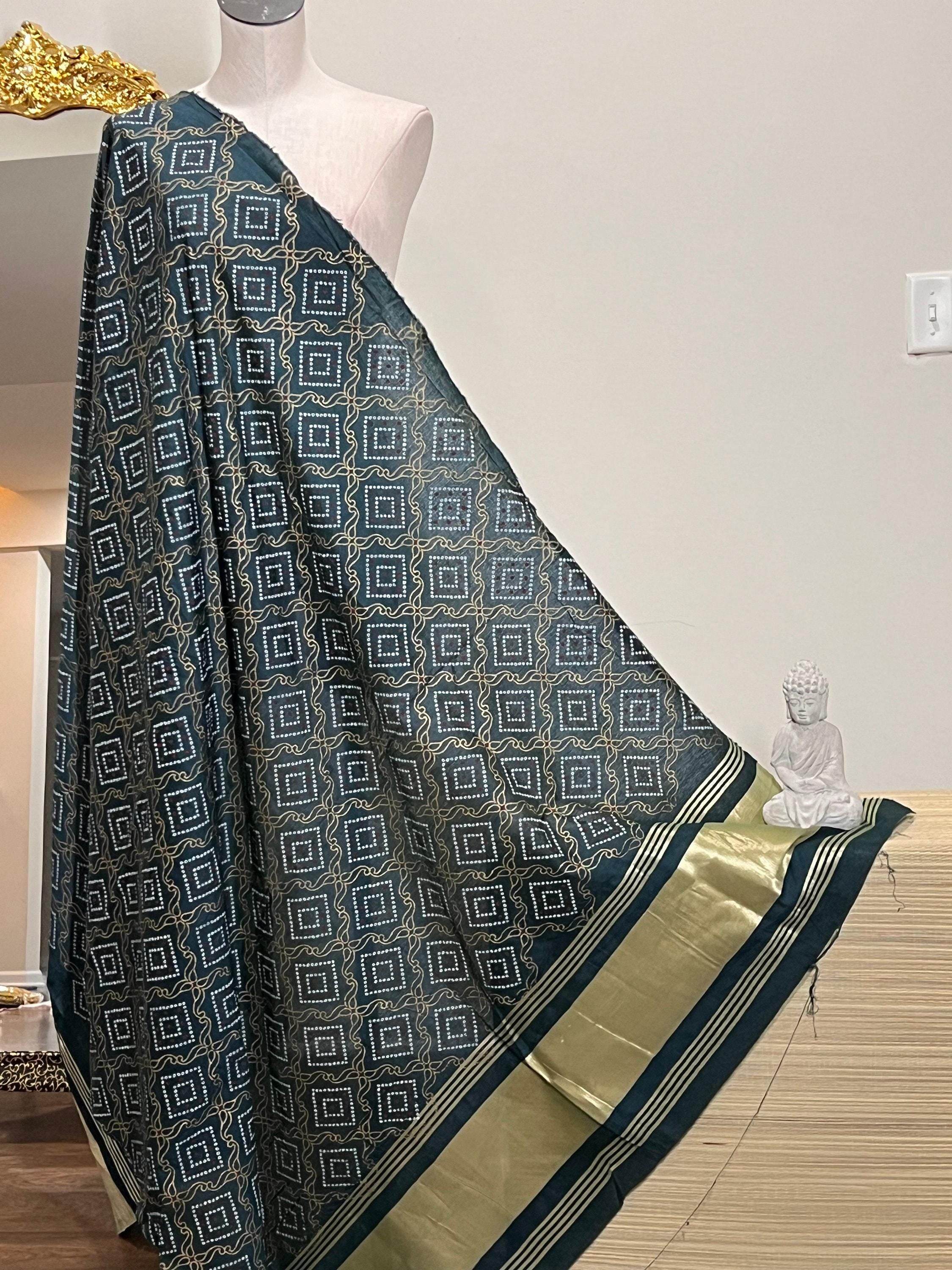 Bandhani print dupatta, cotton silk dupatta with bandhani print