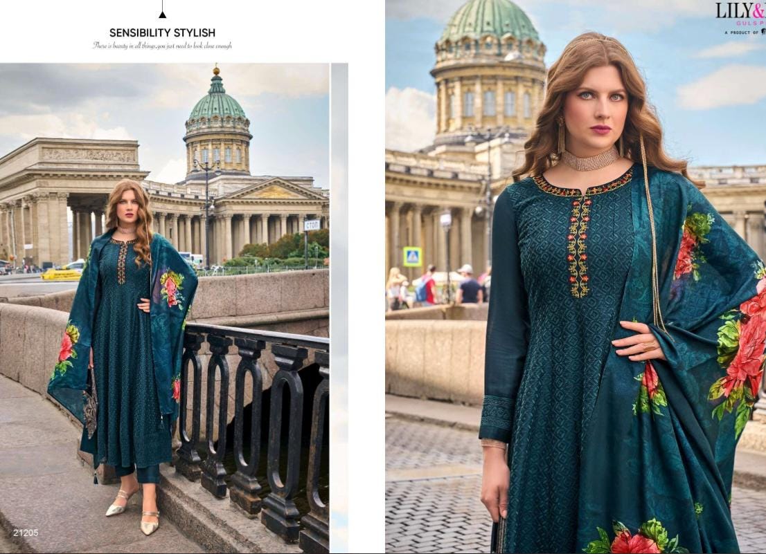 Alamzeb | chinon silk long kurtis