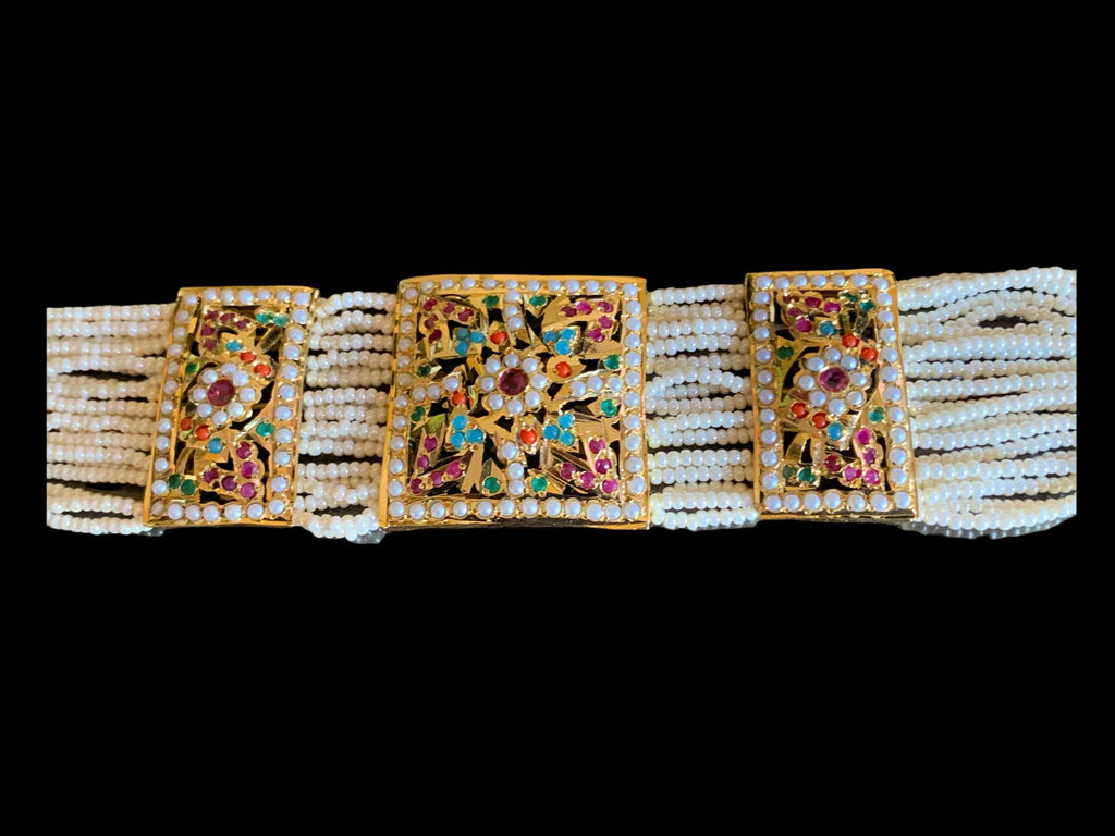 B76 Verdah jadau bracelet in Navratan ( SHIPS IN 3 WEEKS )