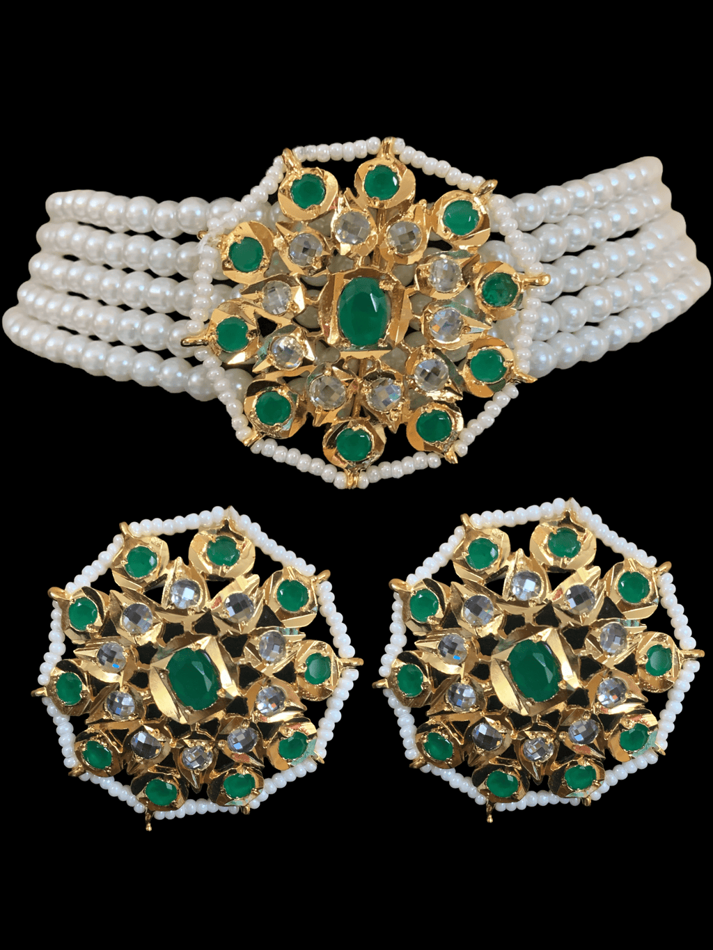 Amra choker set  - green  ( READY TO SHIP  )