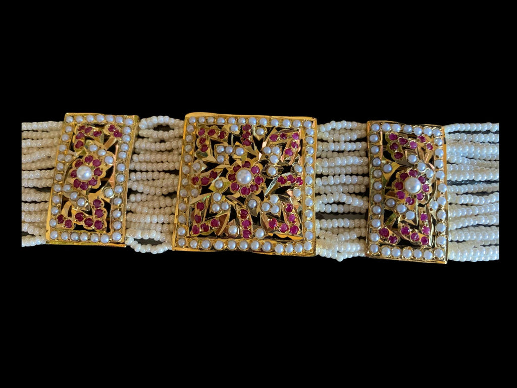 B79 Verdah jadau bracelet in ruby  ( SHIPS IN 4 WEEKS )