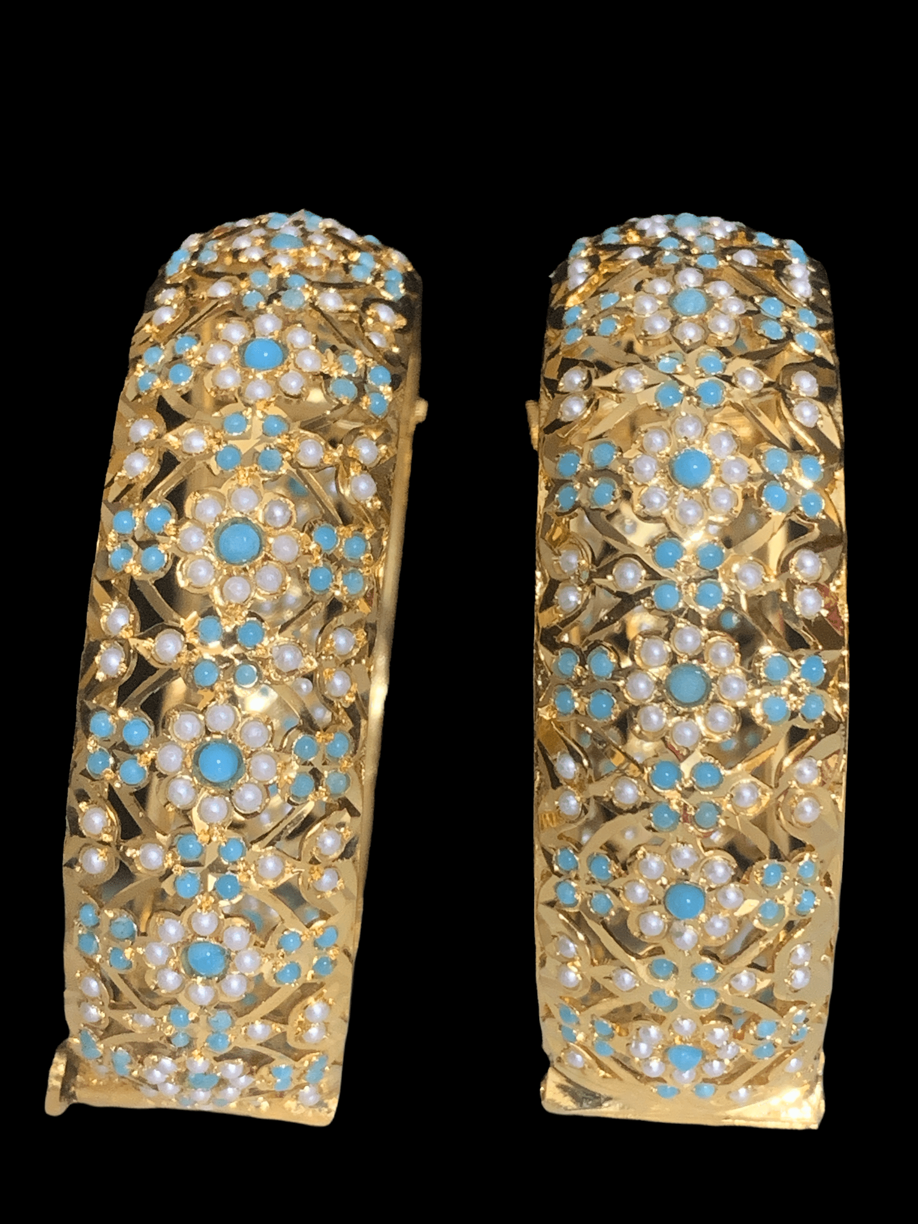 B6 Shibra bangles in turquoise one pair   ( READY TO SHIP )