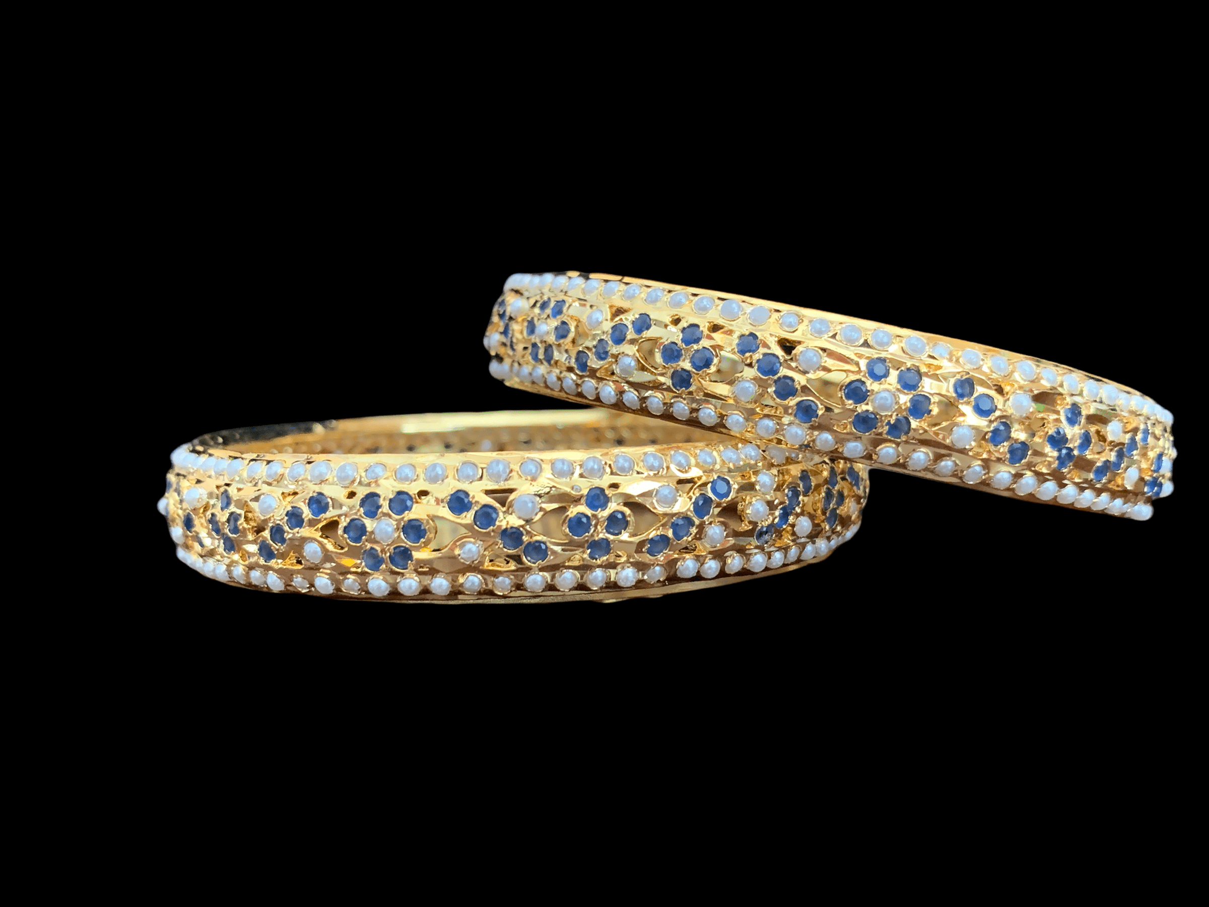 B164 Leela bangles in sapphire blue  (SHIPS IN 4 WEEKS )