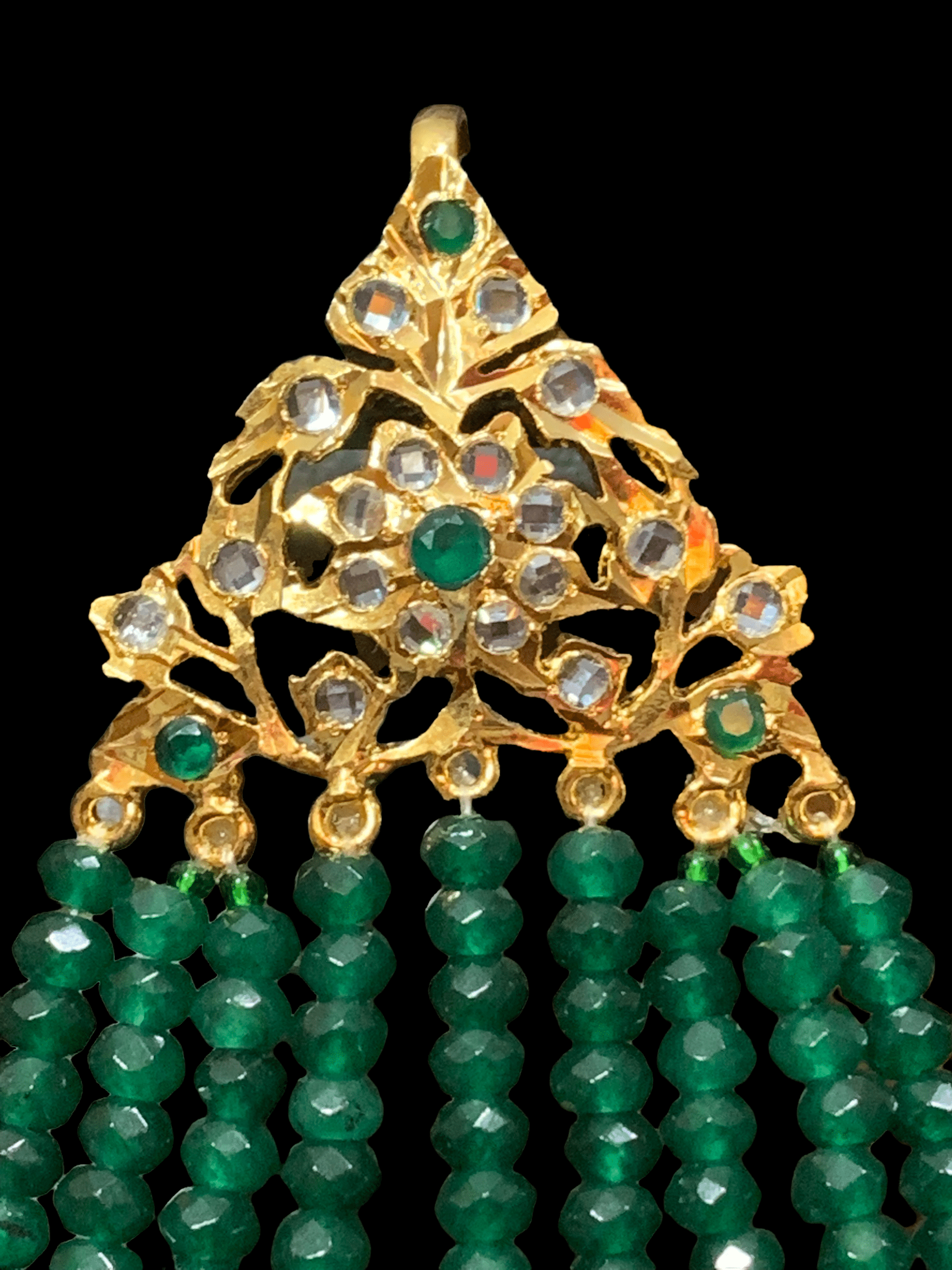 Abira jhoomar  in green beads  ( READY TO SHIP )