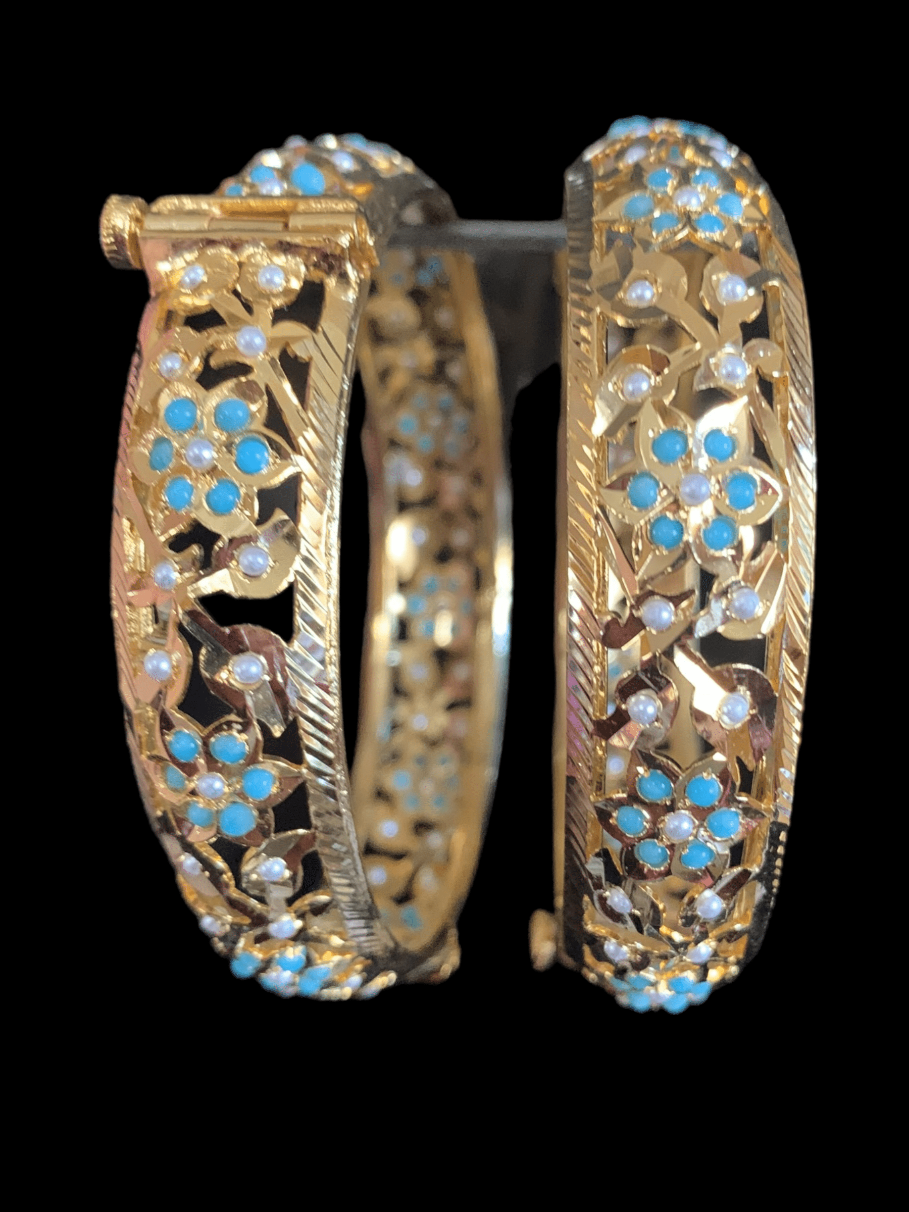 B111 Jadau  bangles ( turquoise    ) ( READY TO SHIP)