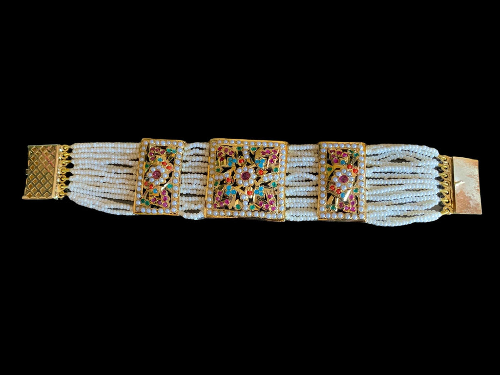 B76 Verdah jadau bracelet in Navratan ( SHIPS IN 3 WEEKS )