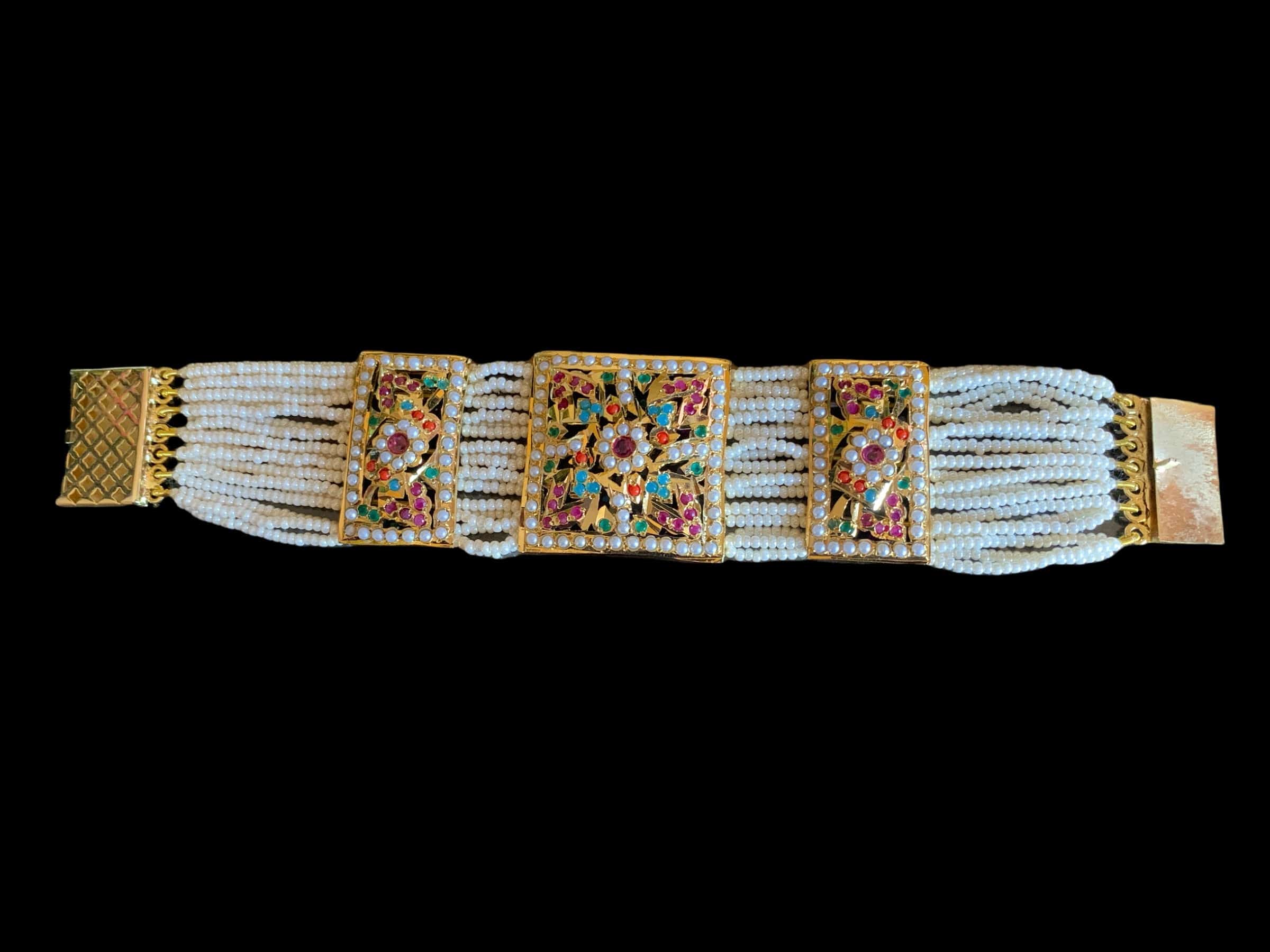 B76 Verdah jadau bracelet in Navratan ( SHIPS IN 3 WEEKS )