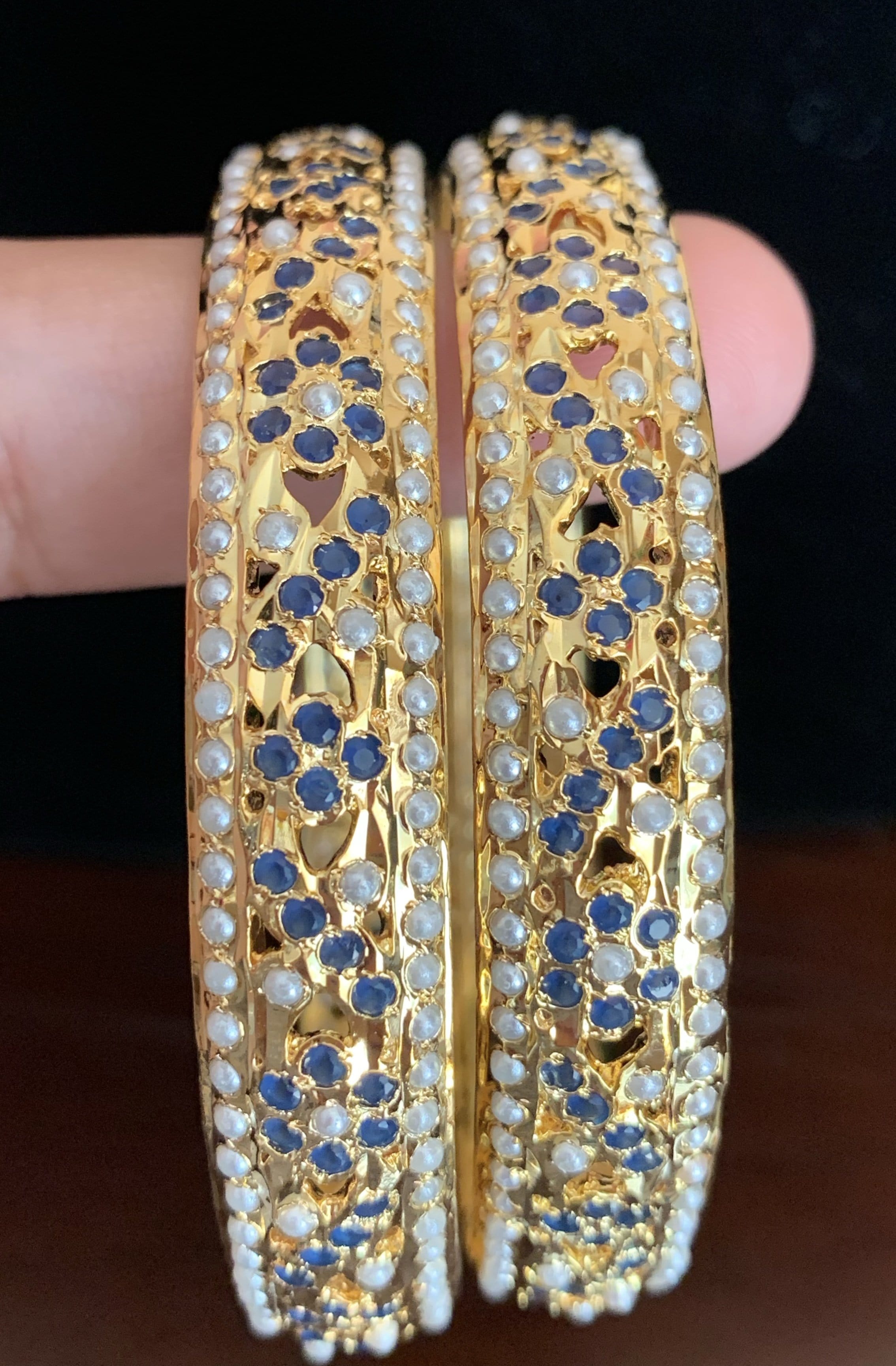 B164 Leela bangles in sapphire blue  (SHIPS IN 4 WEEKS )