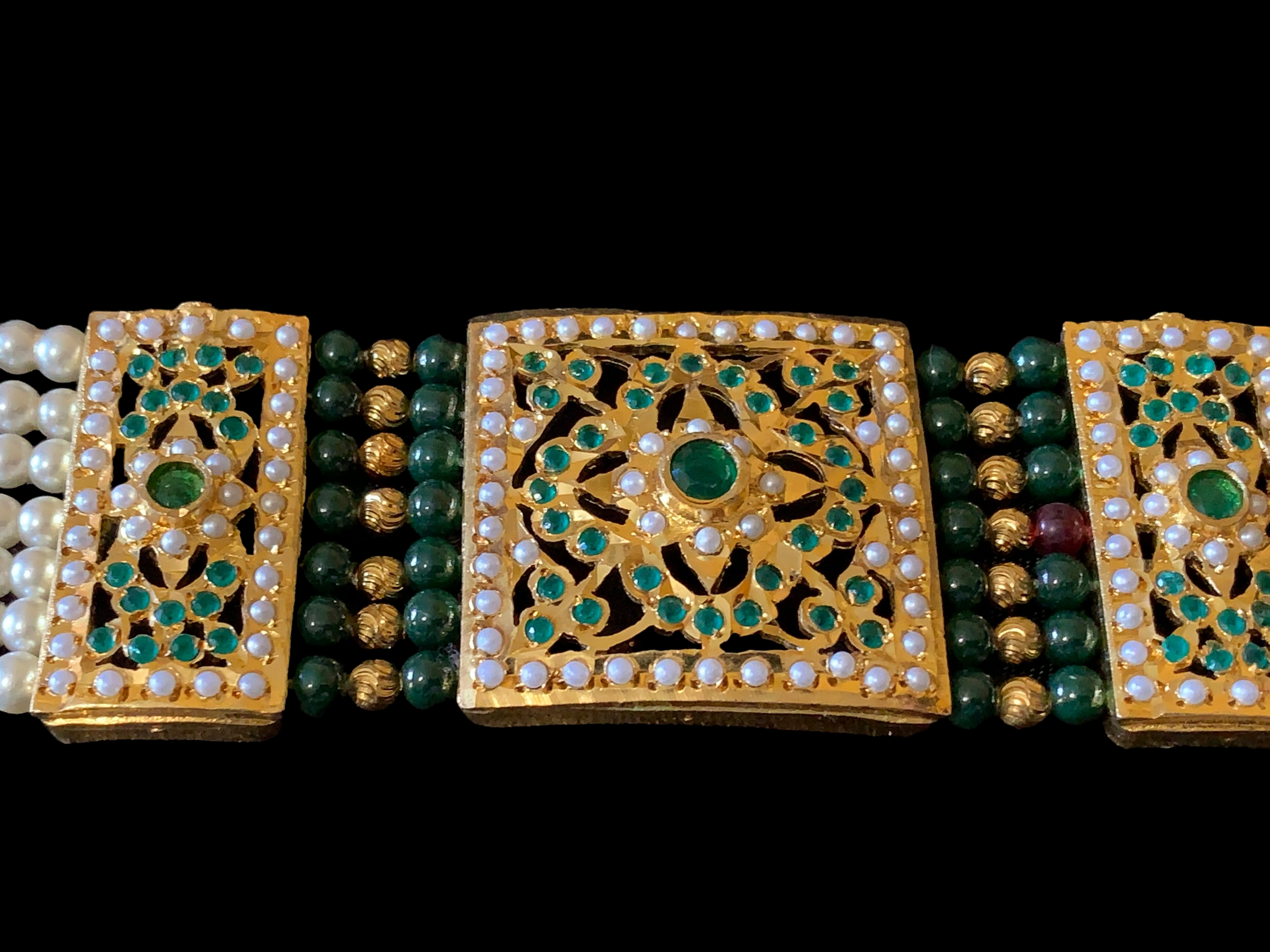 B64 Saira jadau bracelet in green   ( READY TO SHIP )