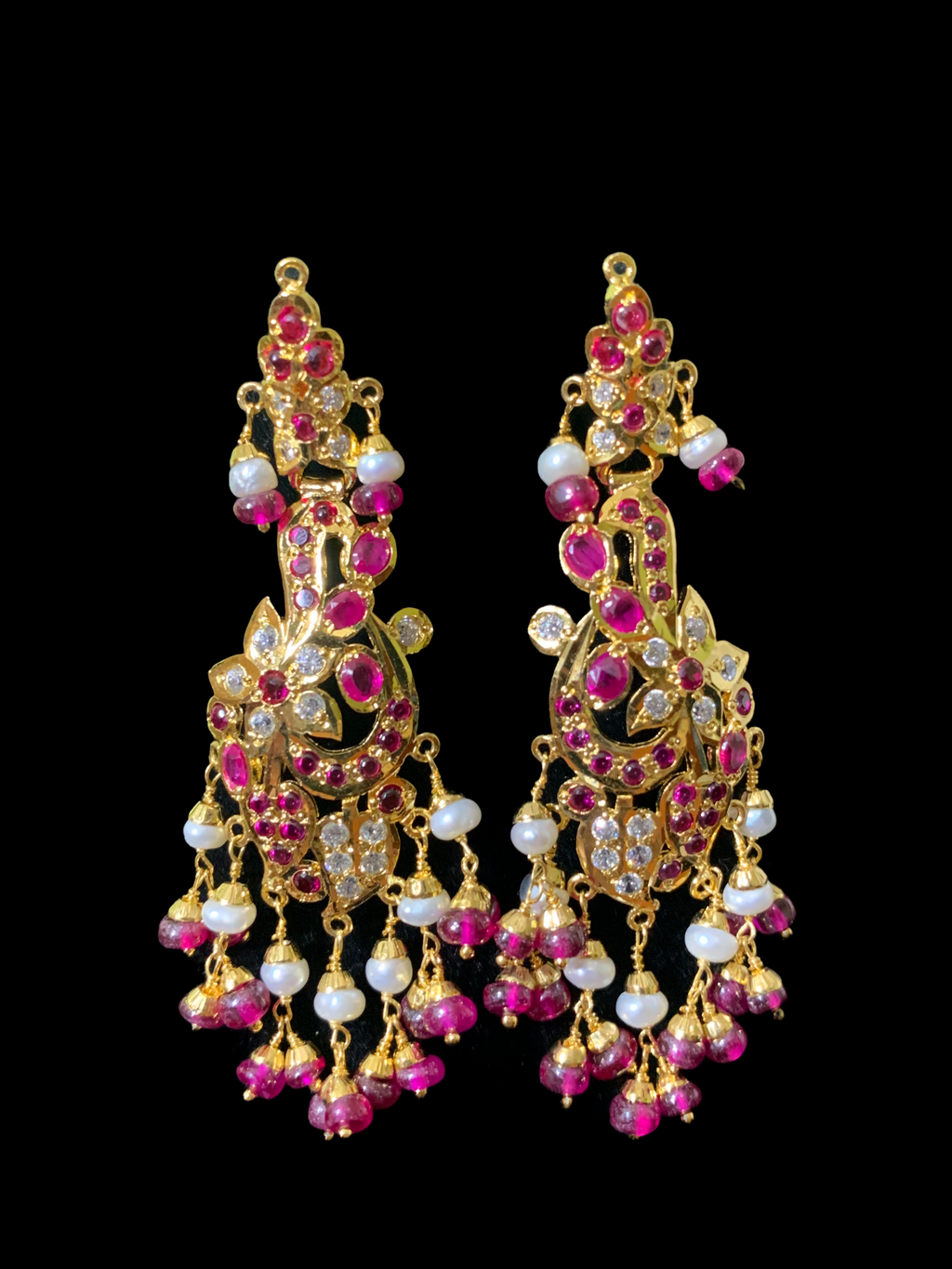 ANABIYA gold plated silver necklace set in ruby zircon ( SHIPS IN 5 WEEKS )