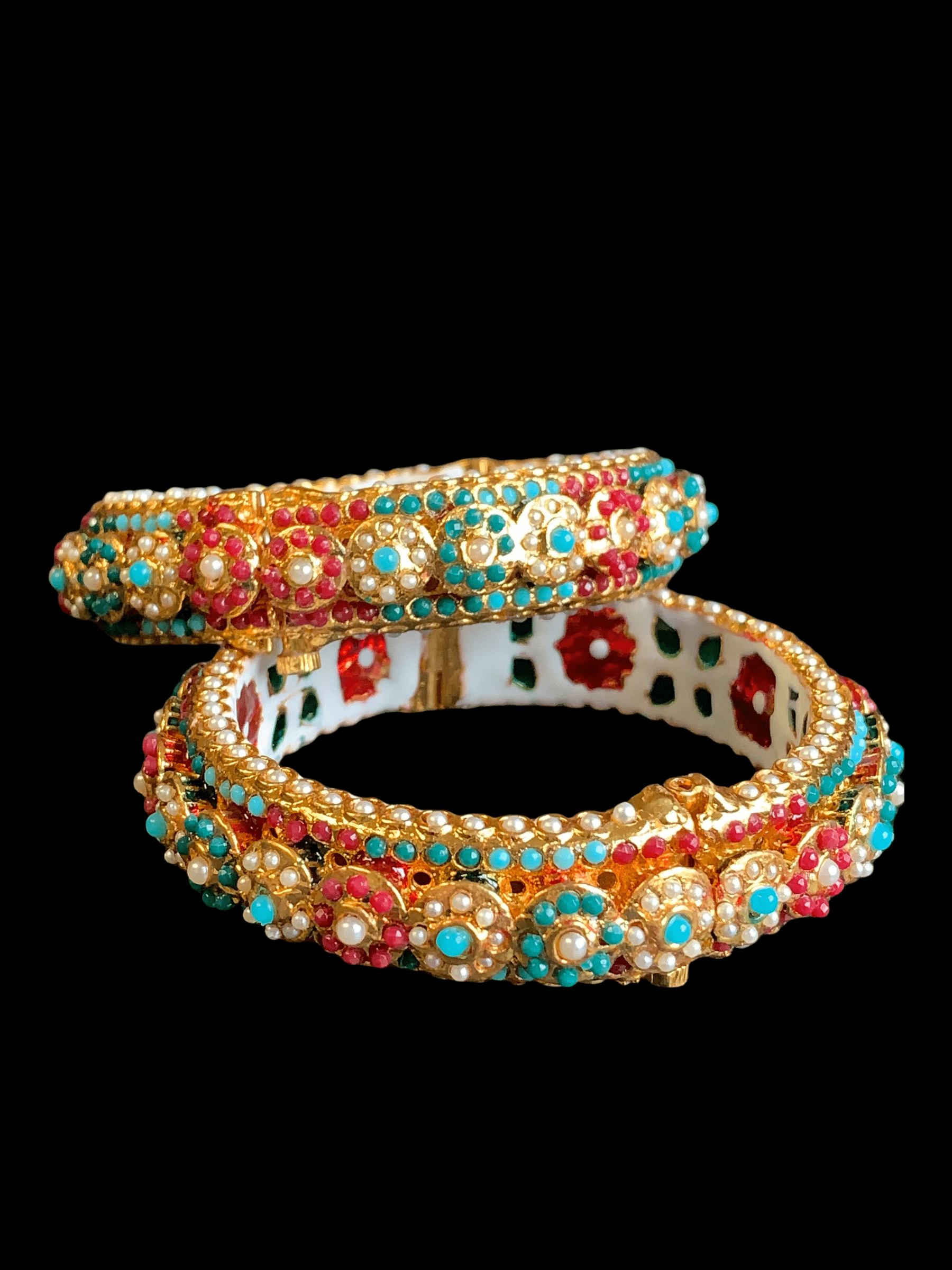 B48 Navratan  rajwadi style bangles (SHIPS IN 2 WEEKS )