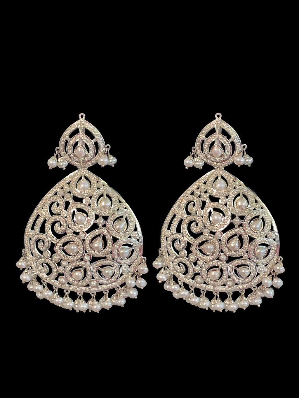 92.5 silver statement earrings in fresh water pearls ( READY TO SHIP)