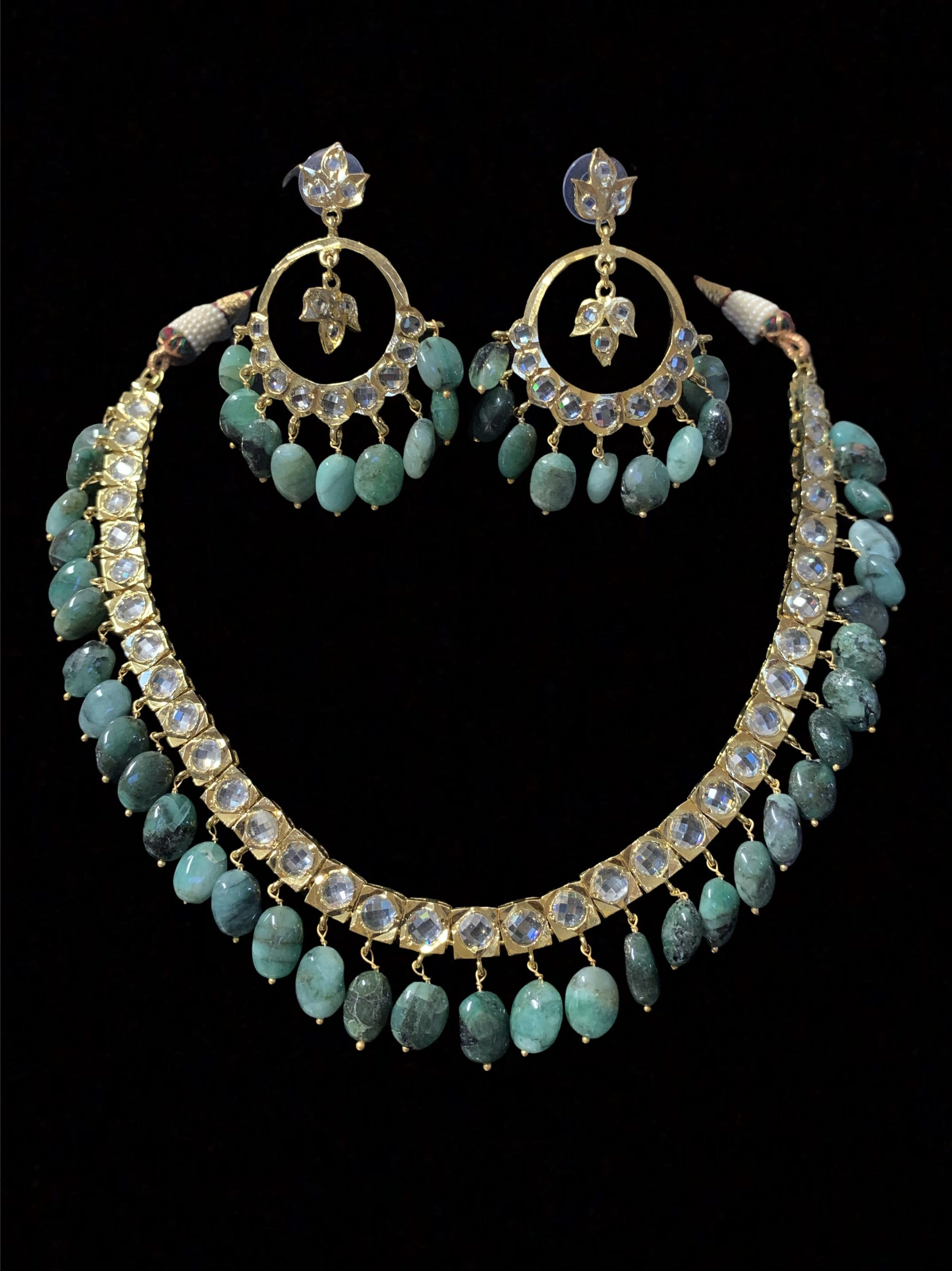 Barfi with emerald beads ( READY TO SHIP )