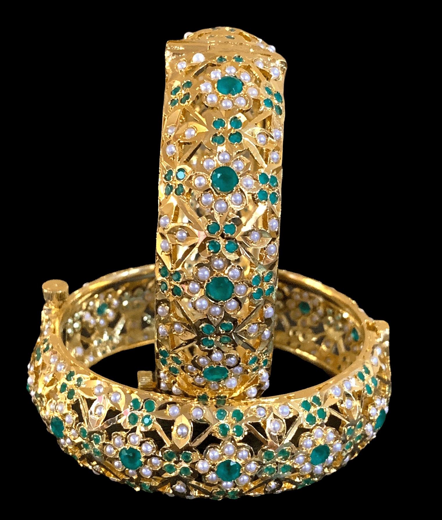 B9 Shibra bangles in green one pair ( READY TO SHIP )