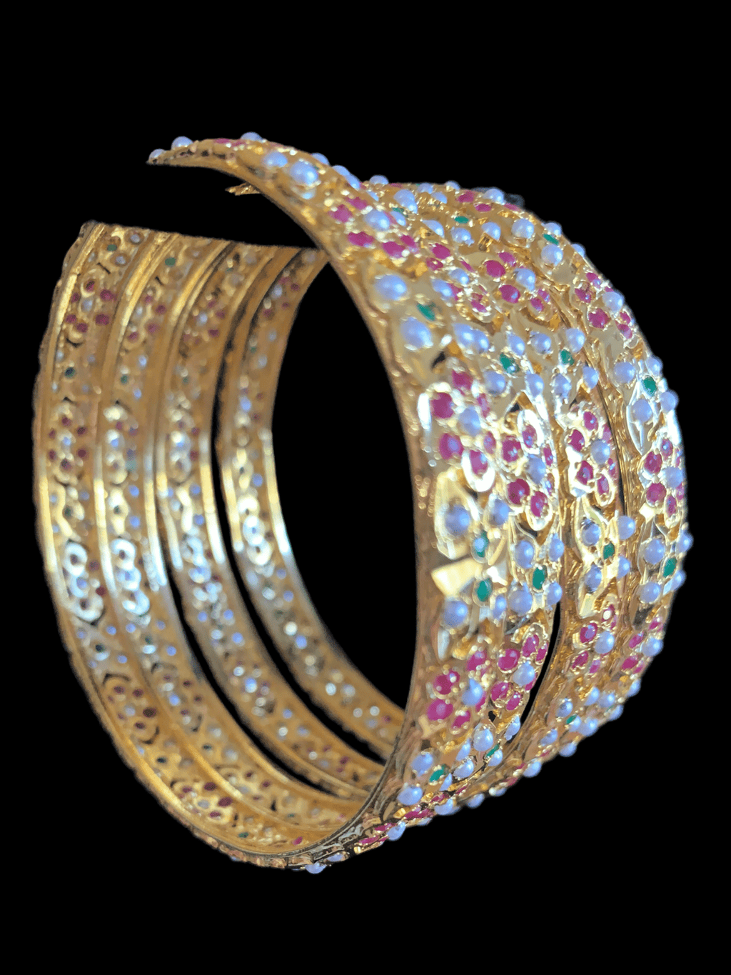 B41 /  B40 Amira ruby emerald bangles - Set of 4  (READY TO SHIP )
