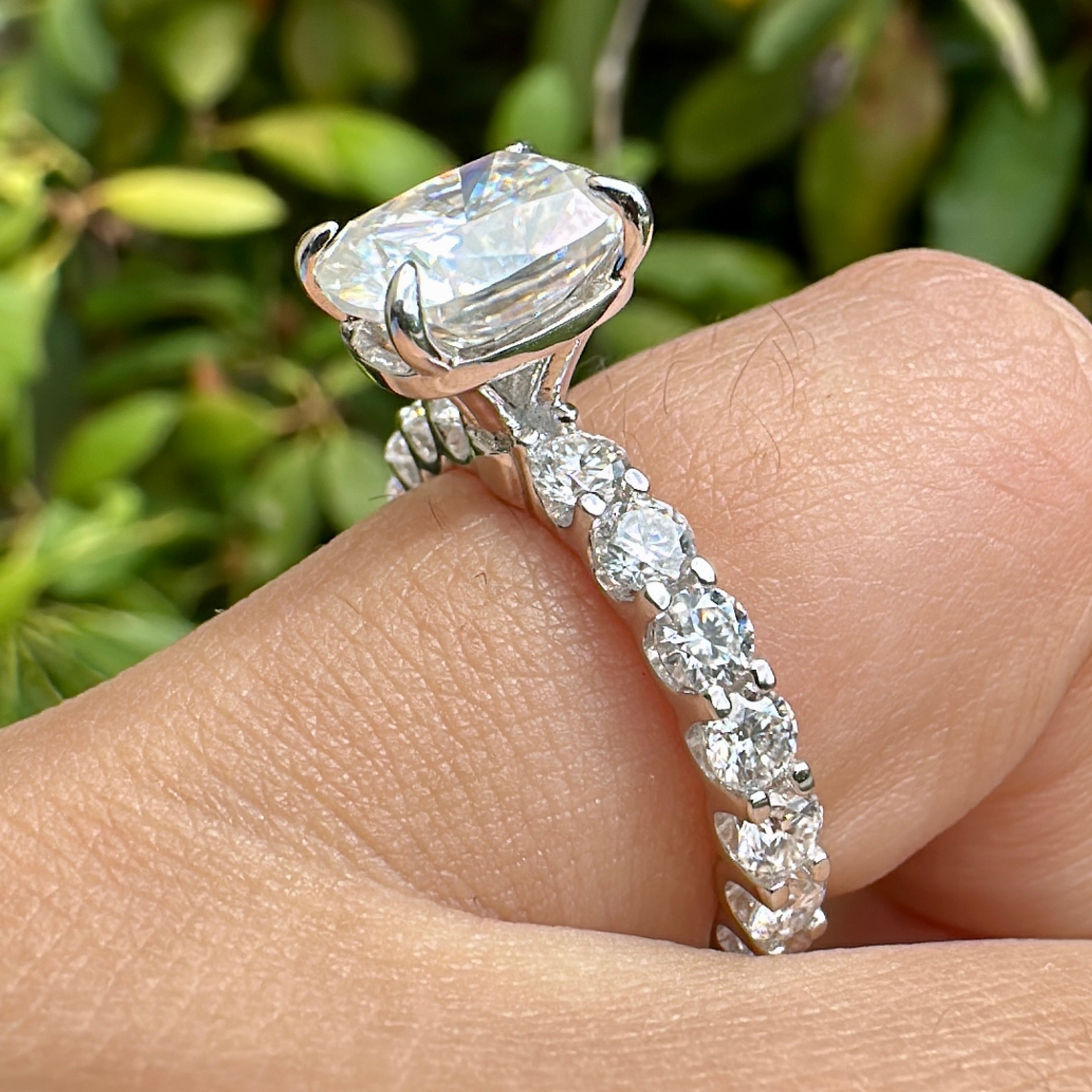 2.5ct Elongated Cushion Cut Eternity Engagement Ring