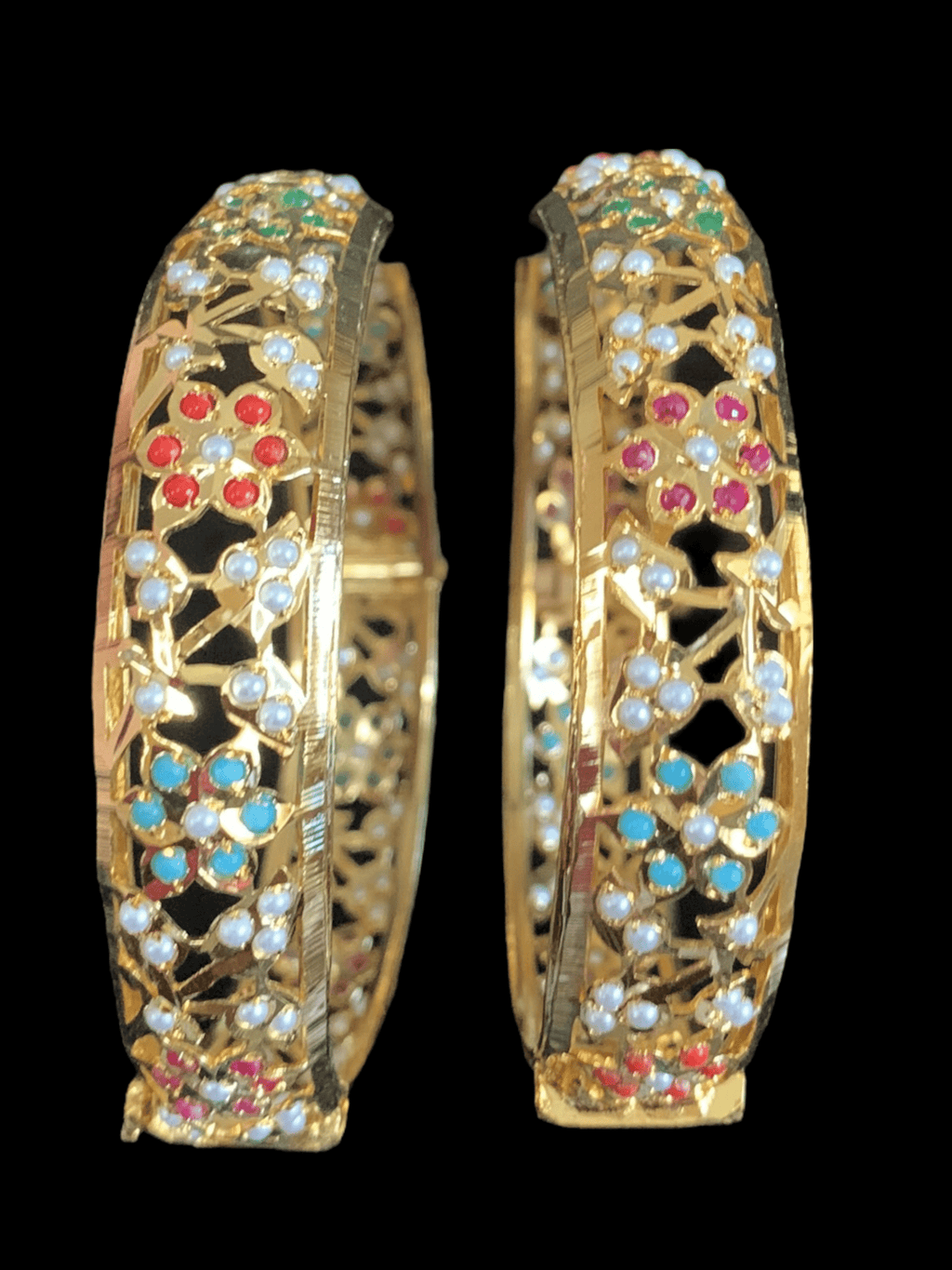 B110  Jadau  bangles ( Navratan    ) ( READY TO SHIP)