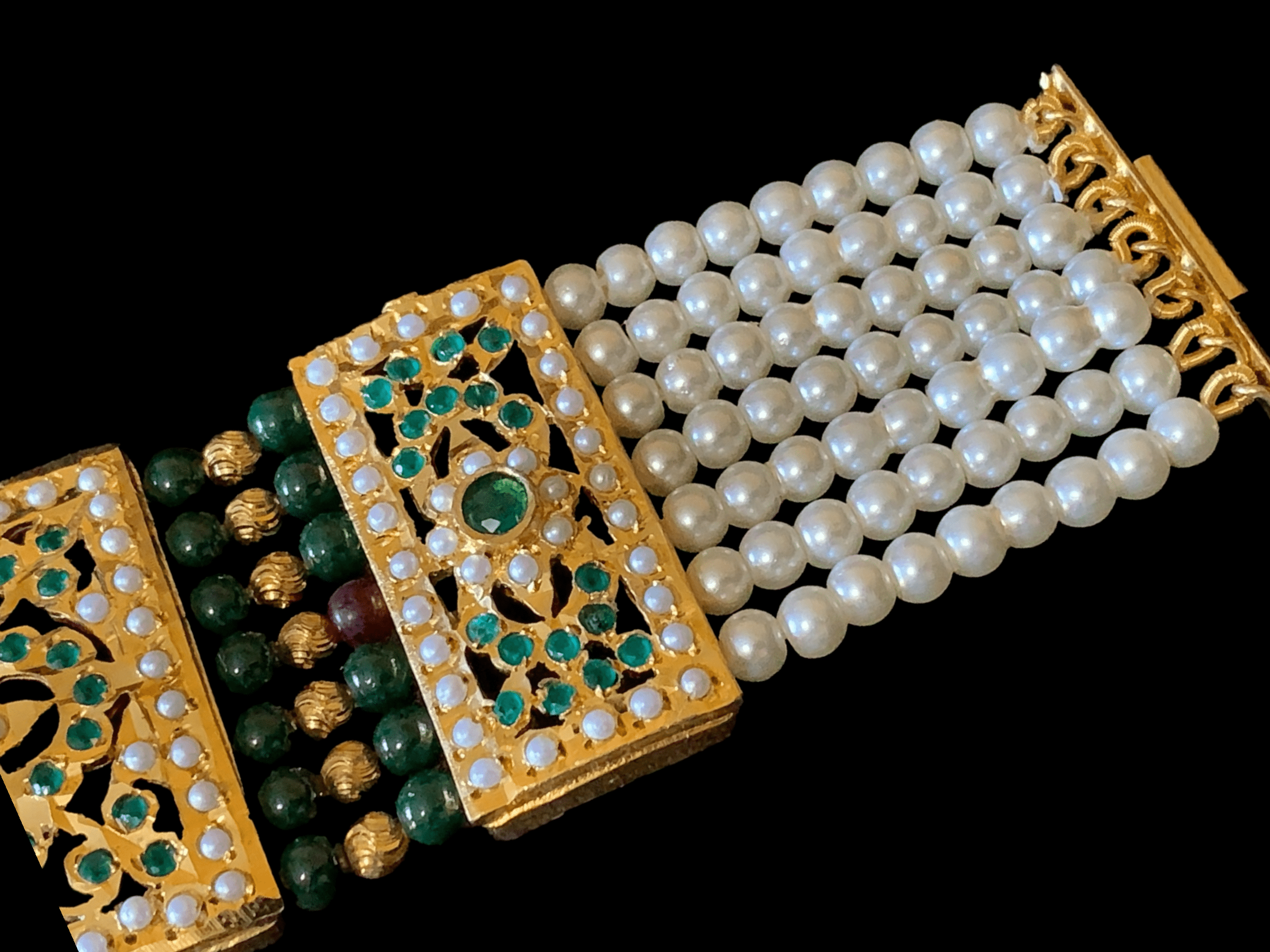 B64 Saira jadau bracelet in green   ( READY TO SHIP )