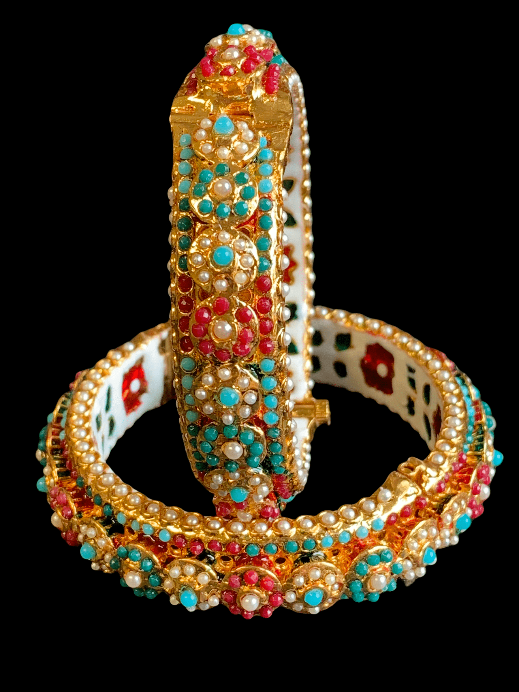 B48 Navratan  rajwadi style bangles (SHIPS IN 2 WEEKS )