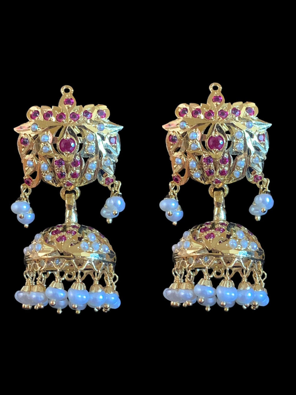 ALARNA gold plated silver choker in rubies and fresh water pearls ( SHIPS IN 4 WEEKS )