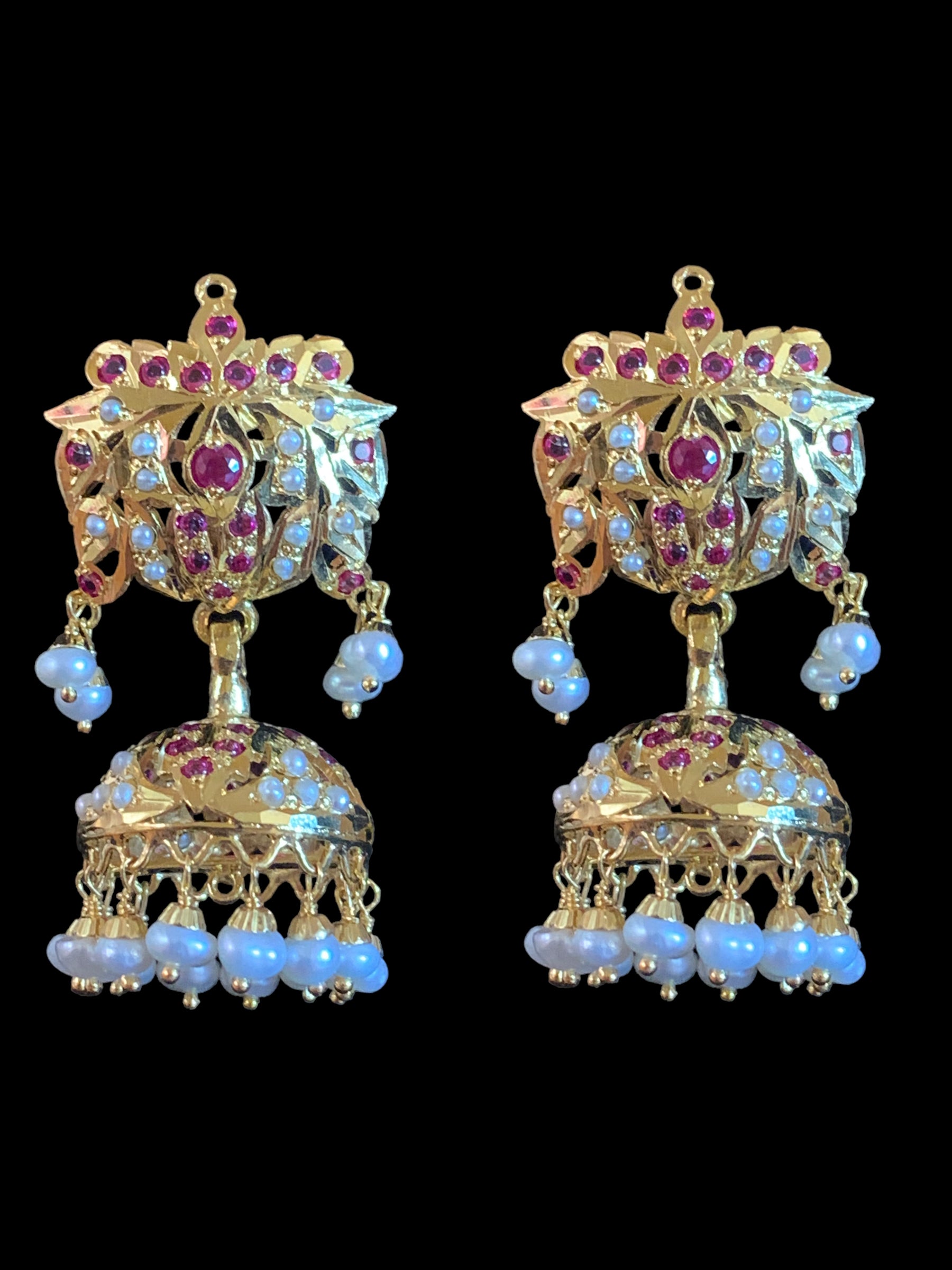 ALARNA gold plated silver choker in rubies and fresh water pearls ( SHIPS IN 4 WEEKS )