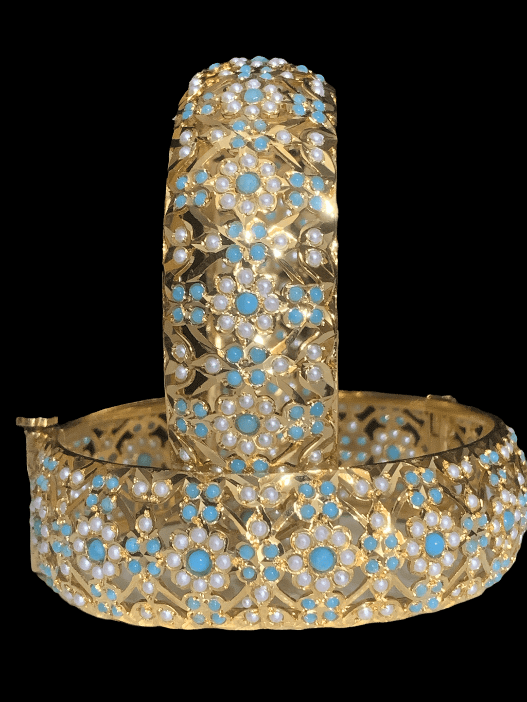 B6 Shibra bangles in turquoise one pair   ( READY TO SHIP )