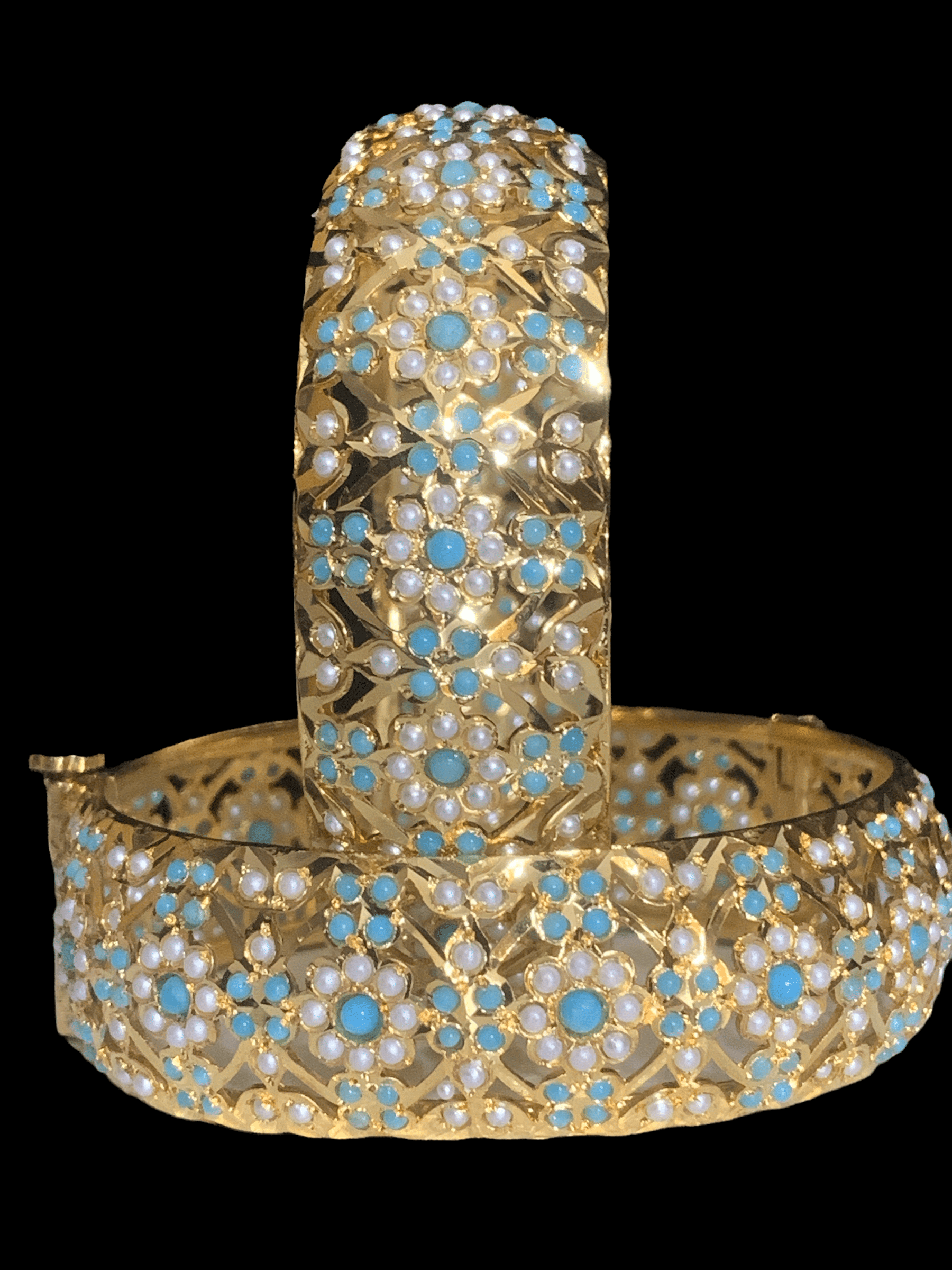 B6 Shibra bangles in turquoise one pair   ( READY TO SHIP )