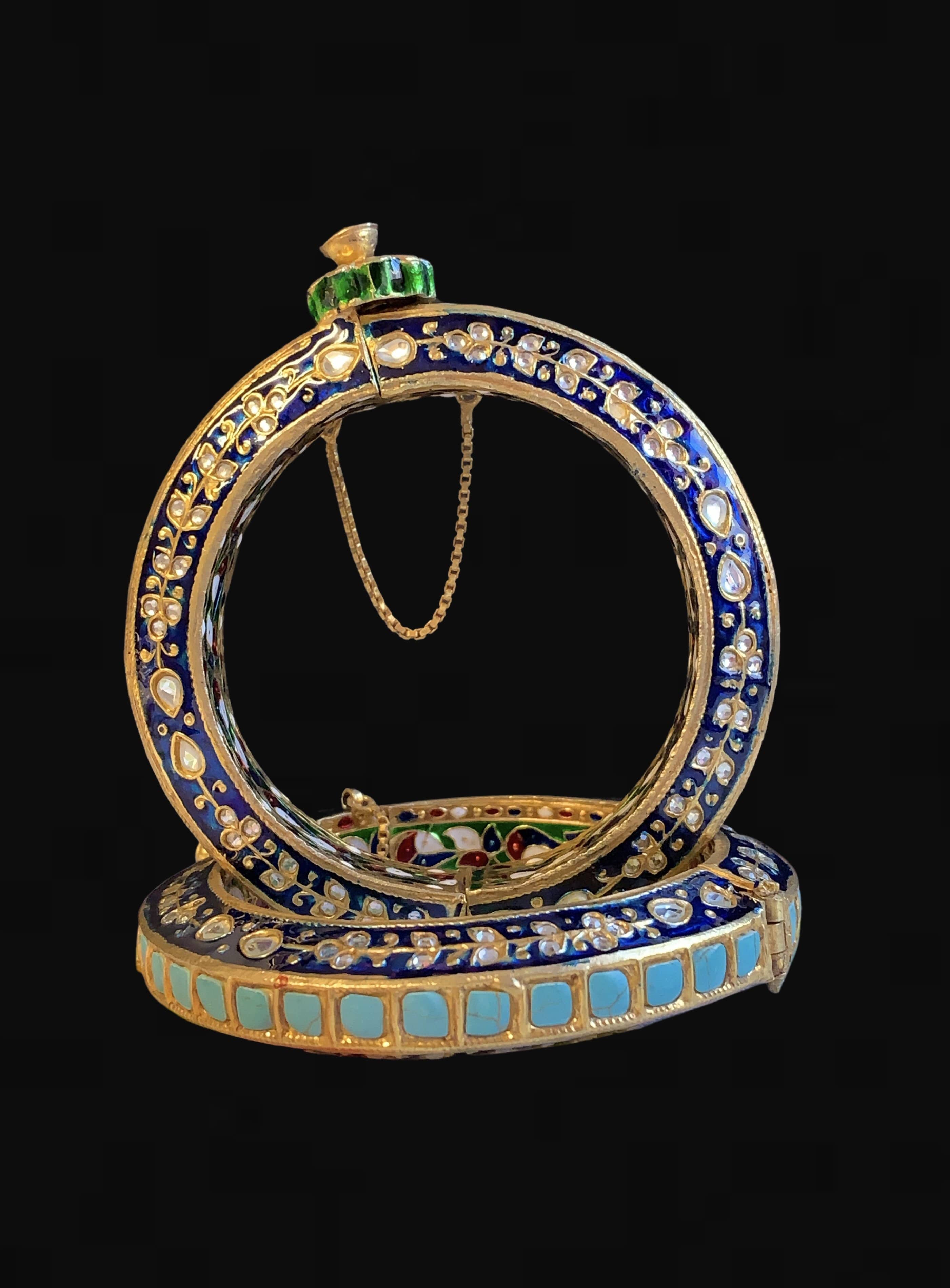 B320 Zeba kundan meenakari bangles ( SHIPS IN 2 WEEKS  )