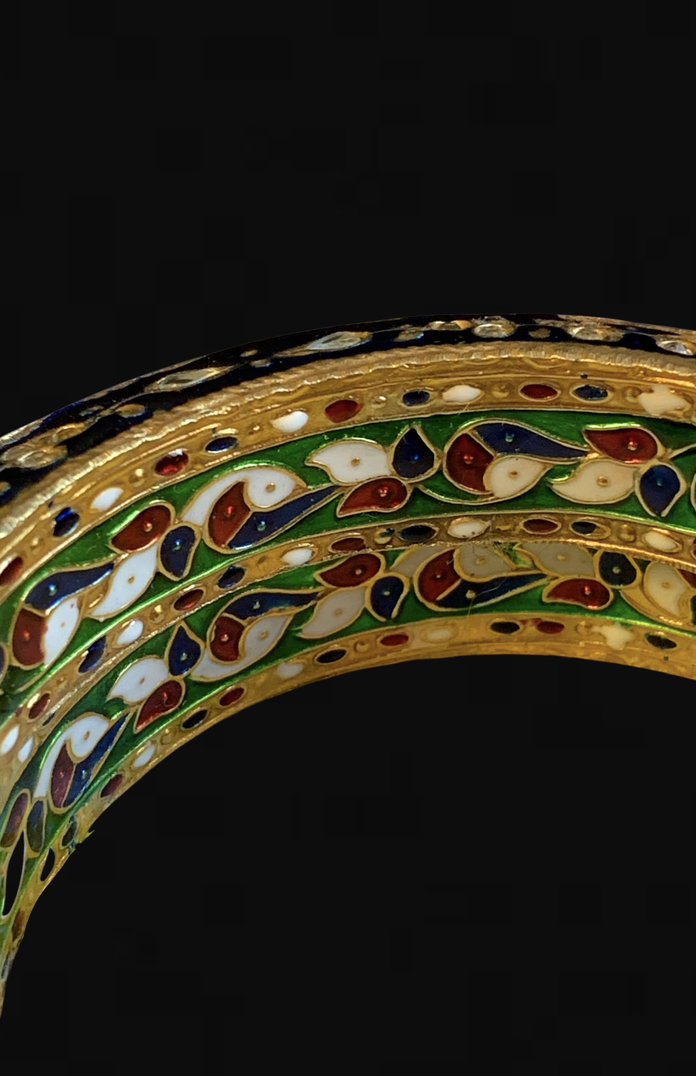 B320 Zeba kundan meenakari bangles ( SHIPS IN 2 WEEKS  )