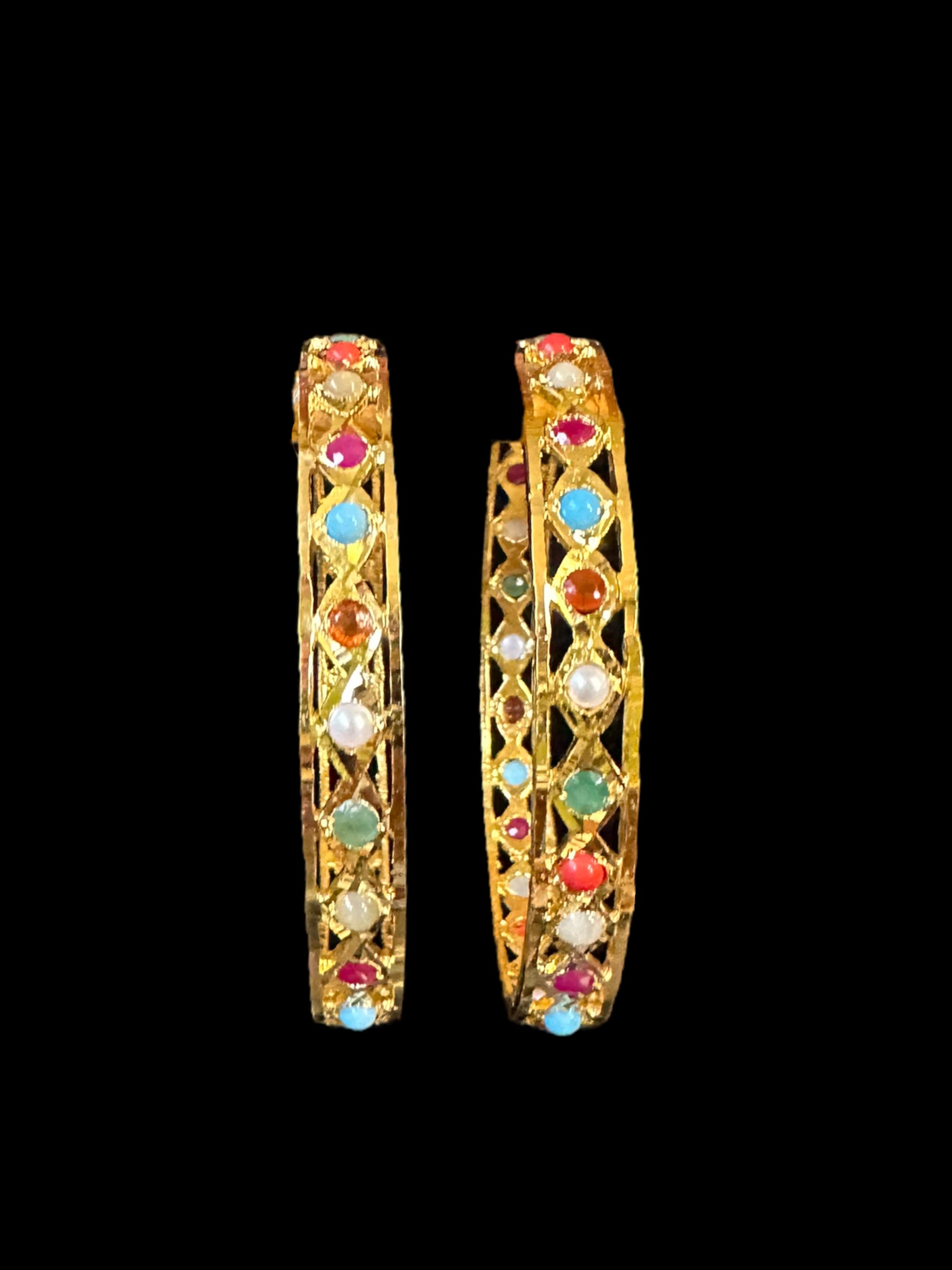 B145  INDU Navratan  bangles -1 pair ( SHIPS IN 3 WEEKS )