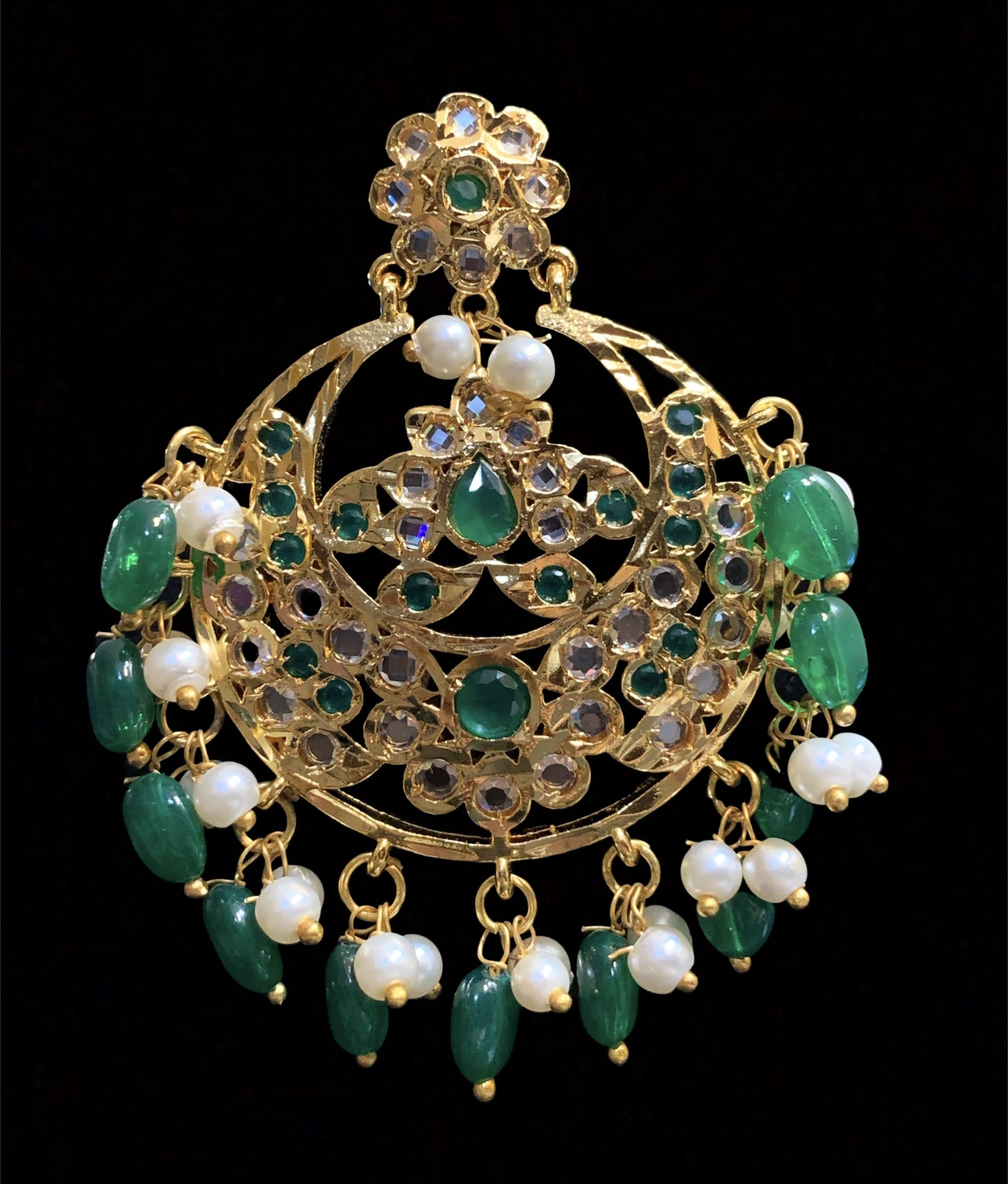 Afiza hyderabadi chandbali  in green ( READY TO SHIP )