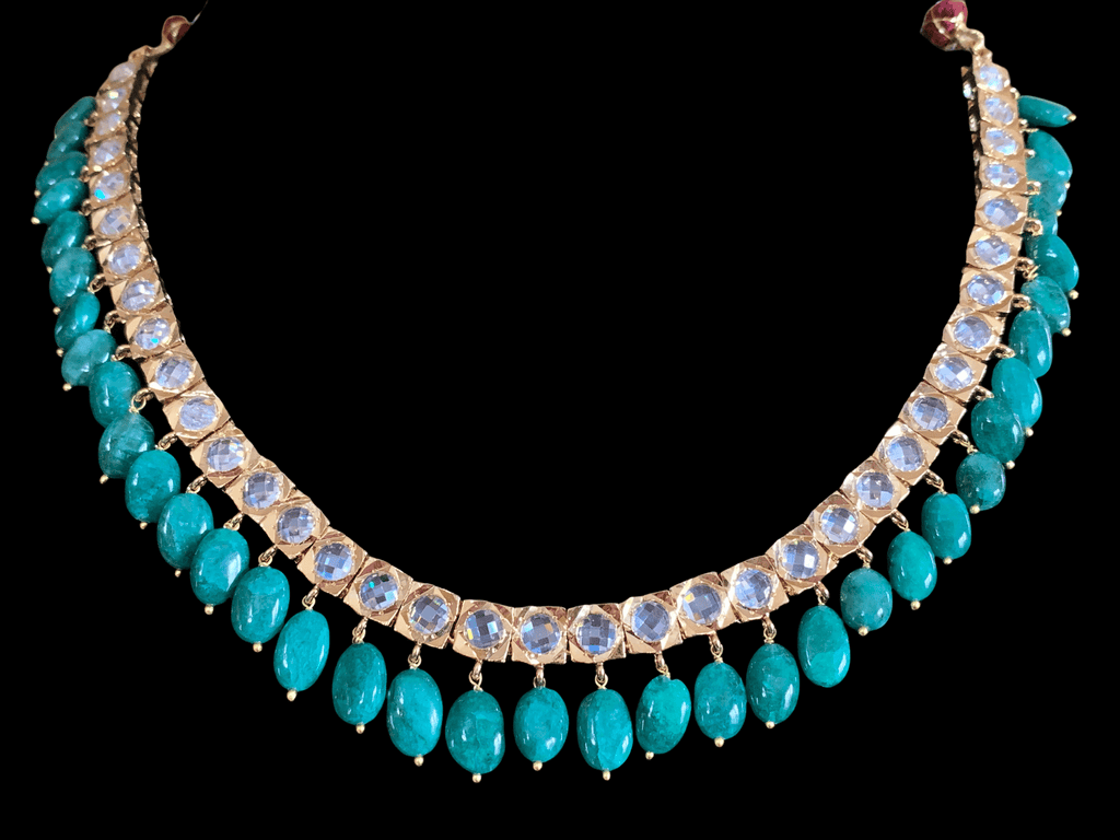 Barfi set in emerald beads ( SHIPS IN 2 WEEKS )