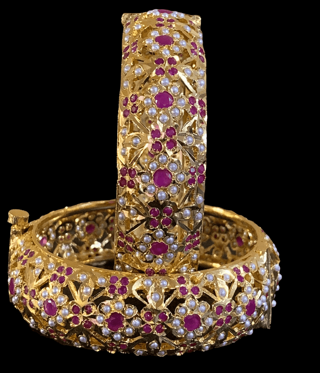 B8 Shibra bangles in ruby  one pair   ( READY TO SHIP  )