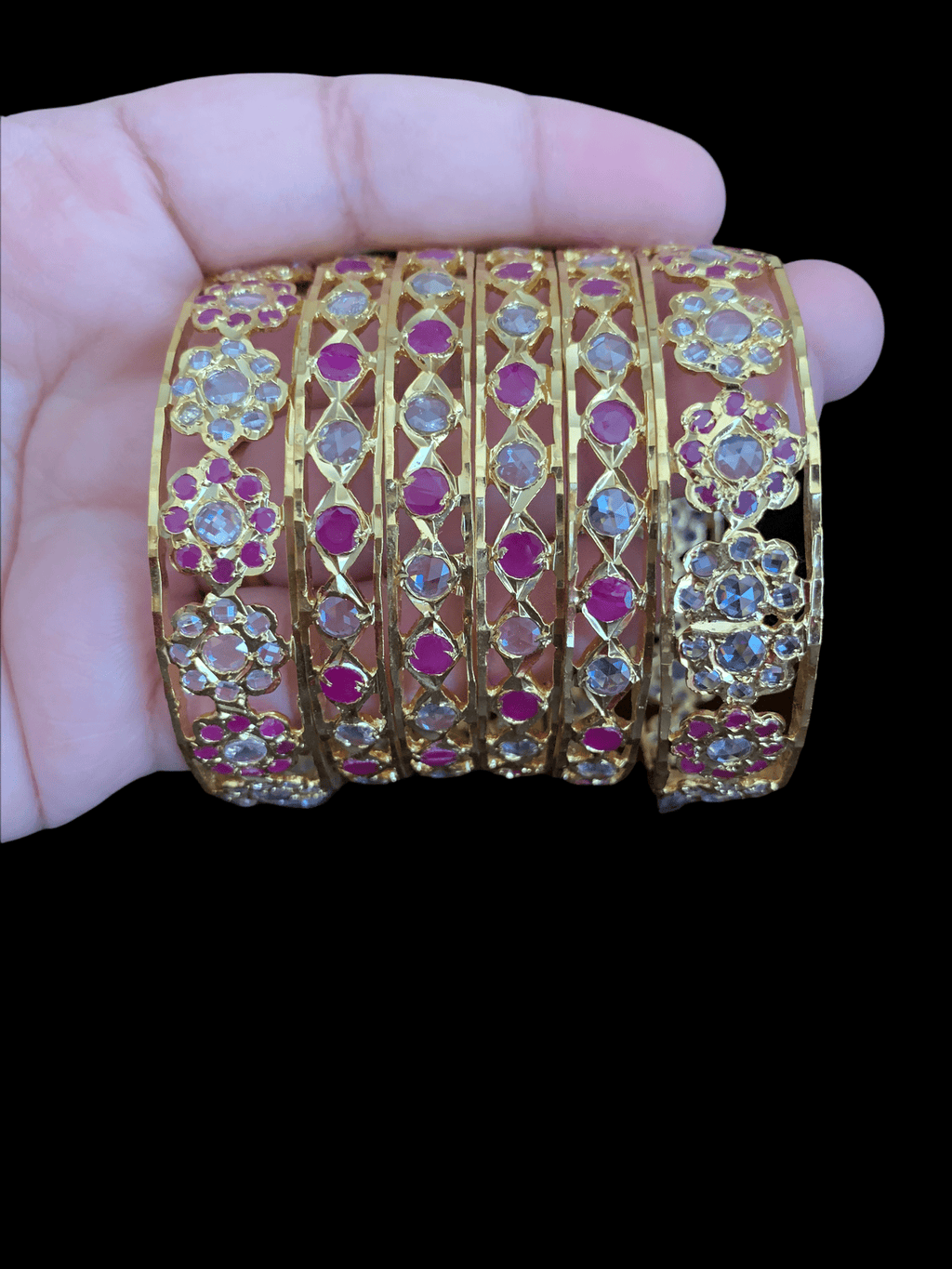 B137 Indu ruby bangles   ( SHIPS IN 4 WEEKS  )