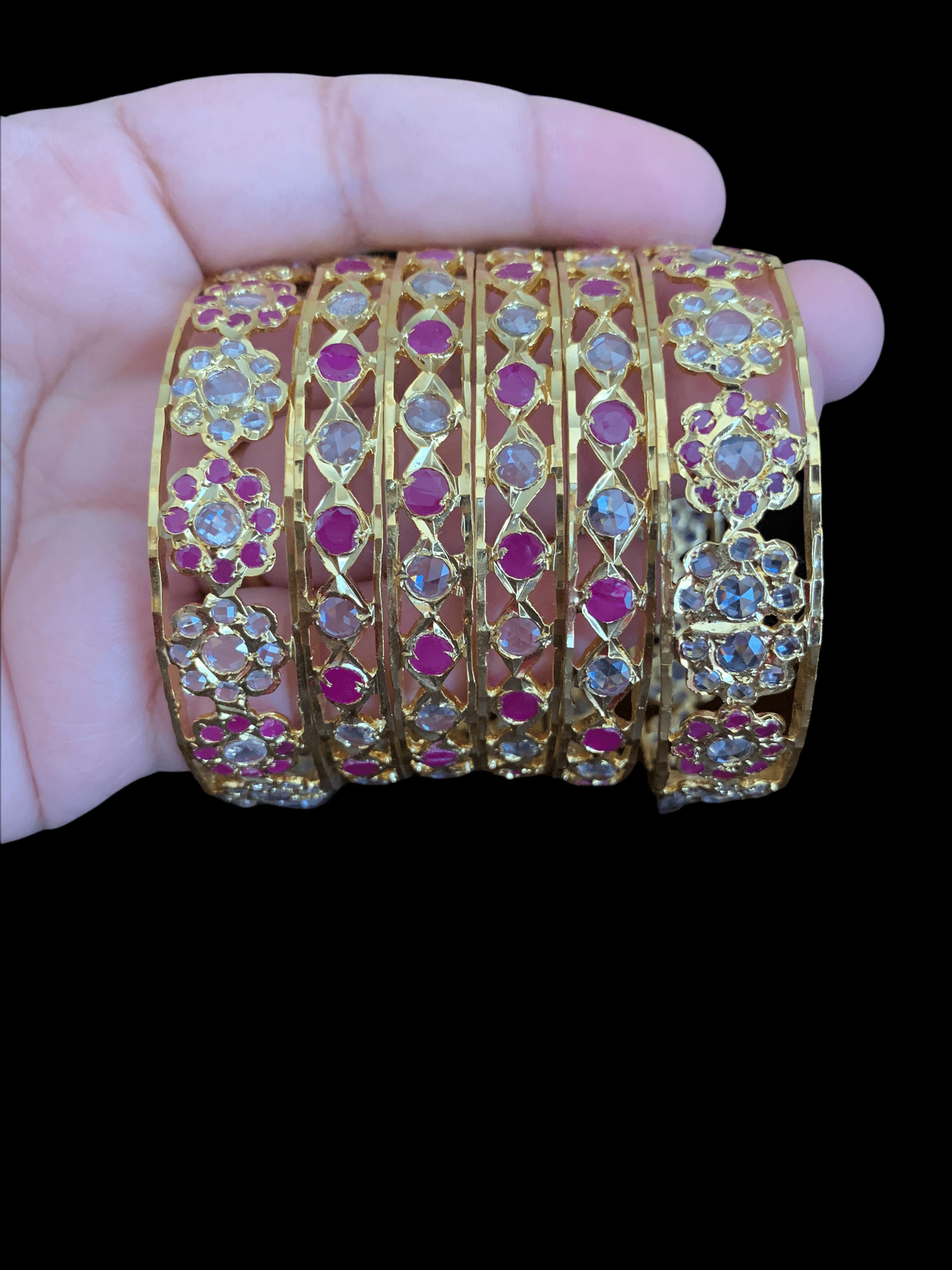 B137 Indu ruby bangles   ( SHIPS IN 4 WEEKS  )