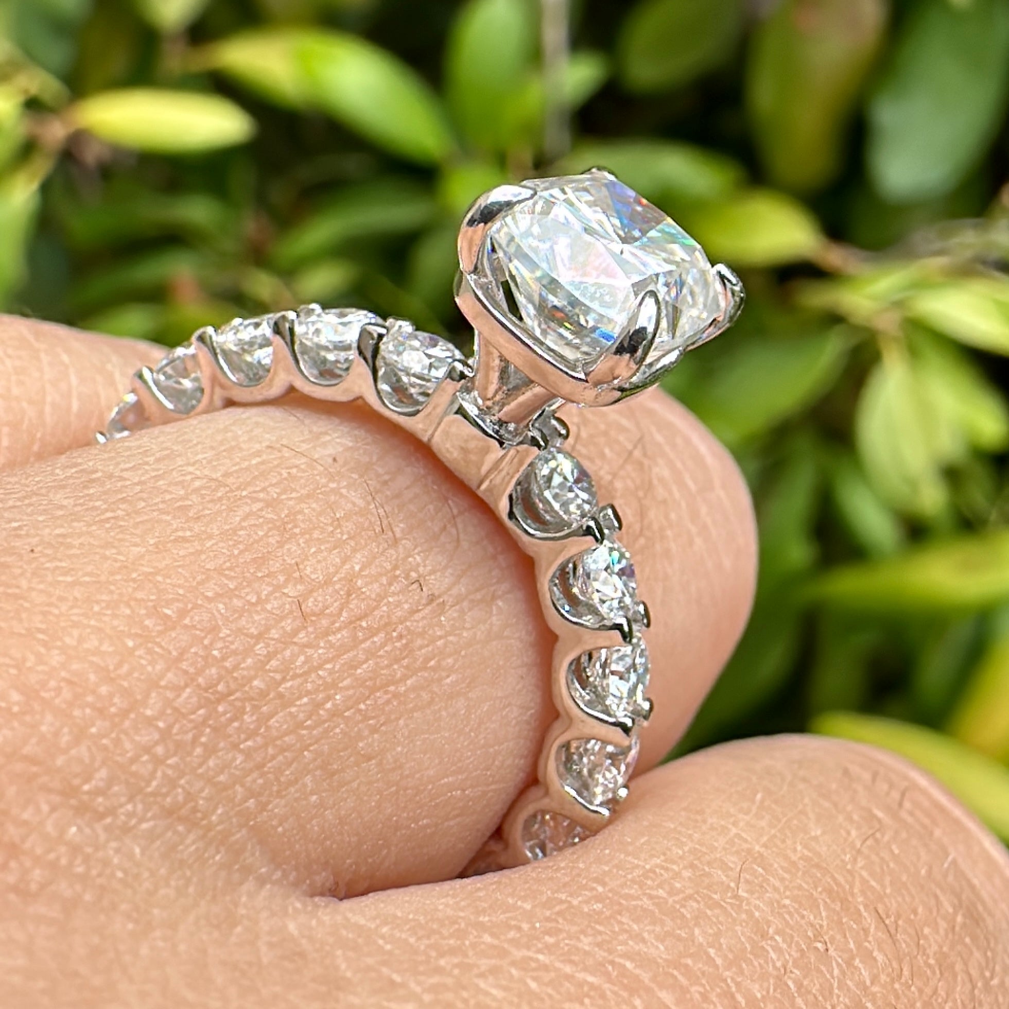 2.5ct Elongated Cushion Cut Eternity Engagement Ring
