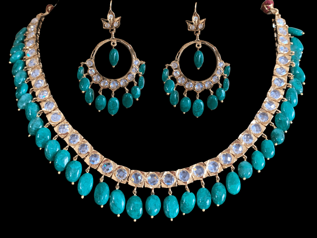Barfi set in emerald beads ( SHIPS IN 2 WEEKS )