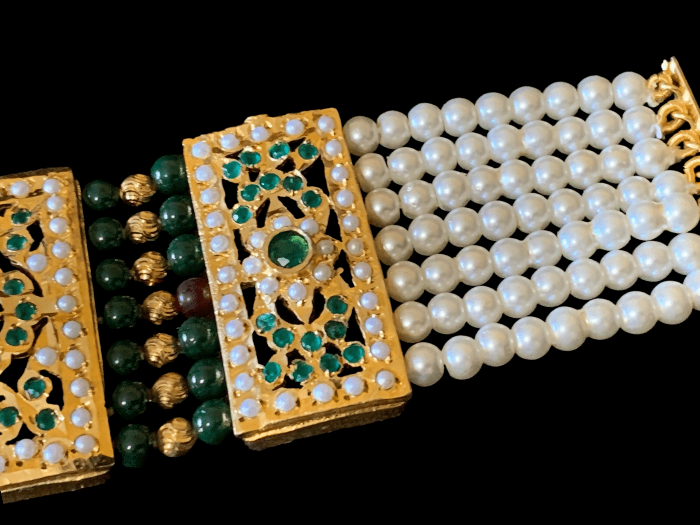 B64 Saira jadau bracelet in green   ( READY TO SHIP )