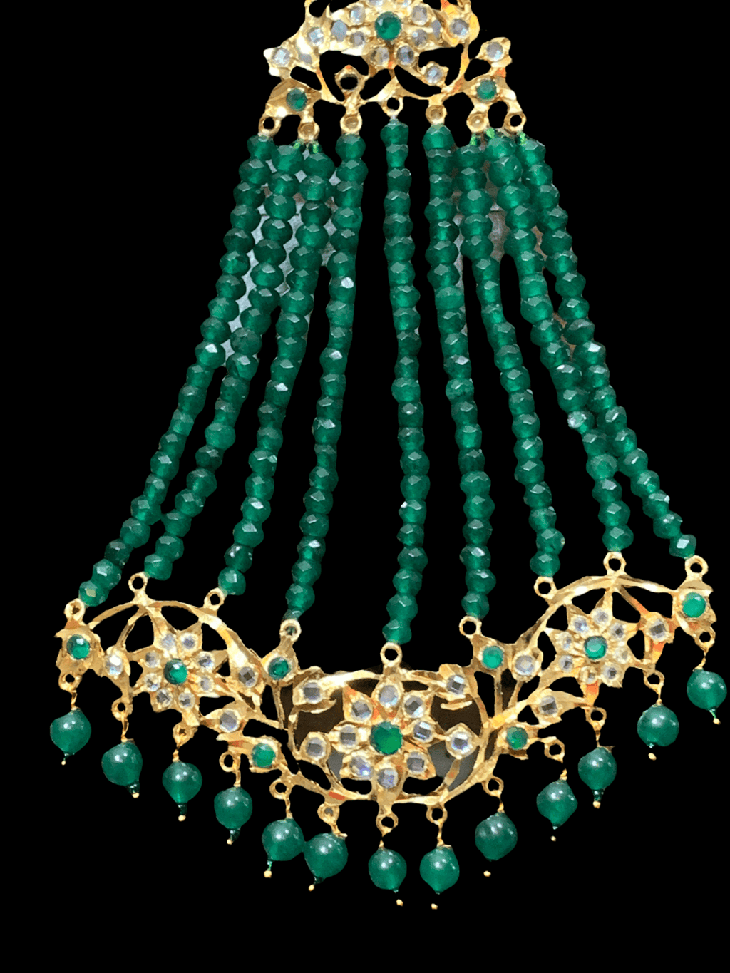 Abira jhoomar  in green beads  ( READY TO SHIP )