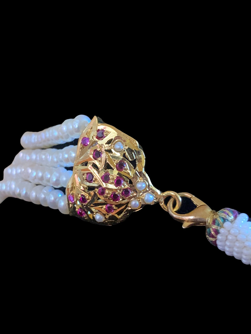 ALARNA gold plated silver choker in rubies and fresh water pearls ( SHIPS IN 4 WEEKS )