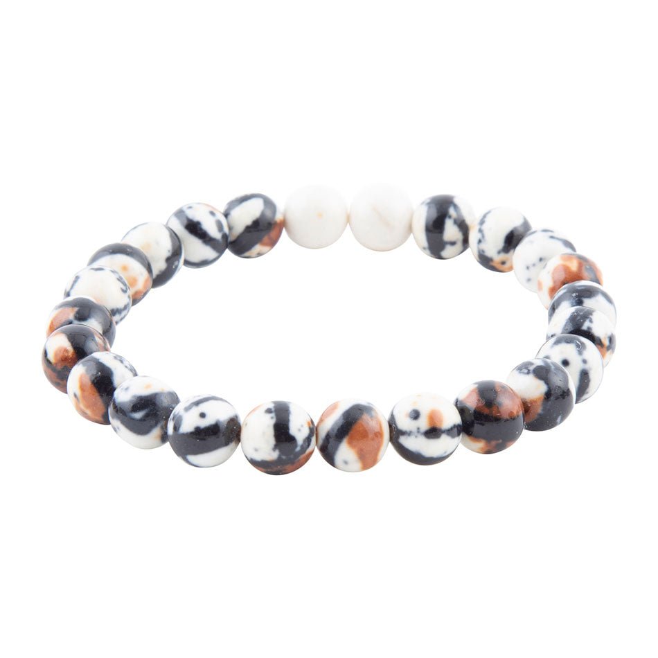 Agate Black and White Stretch Bracelet