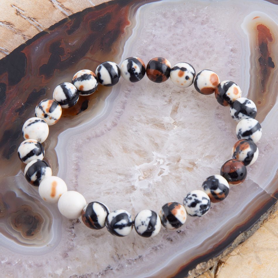 Agate Black and White Stretch Bracelet