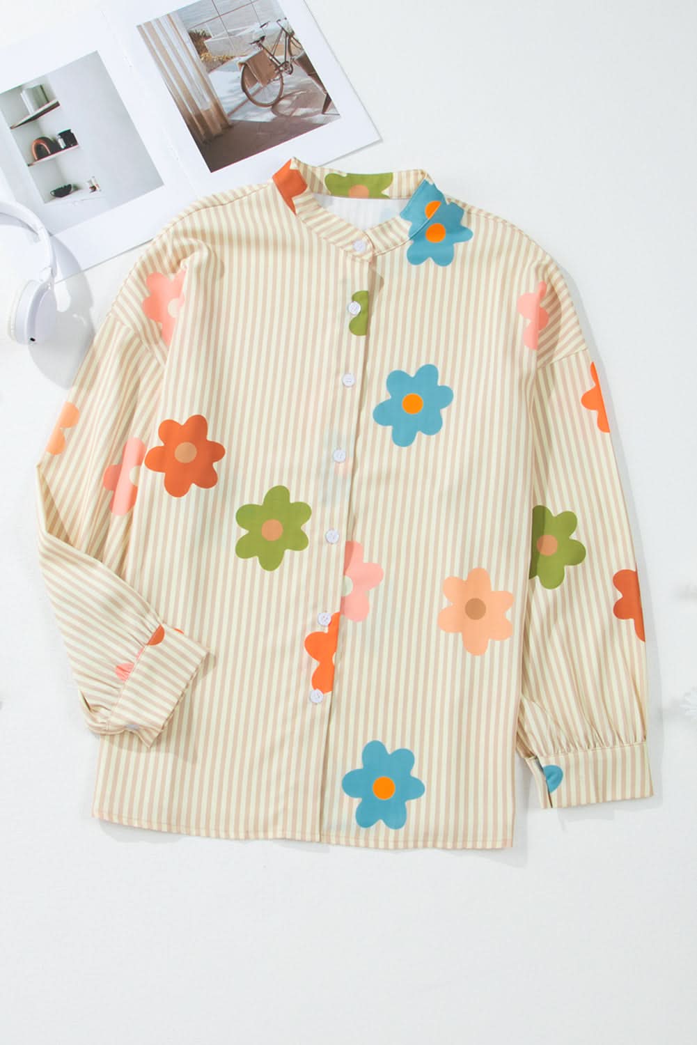 Apricot Floral Button-up Shirt by Love Salve