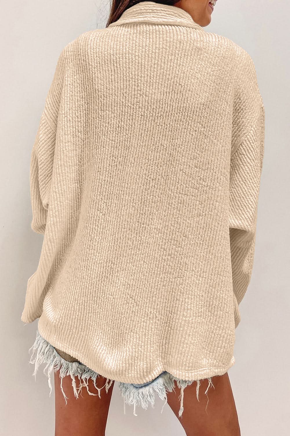 Apricot Corduroy Long Sleeve Shacket by Love Salve