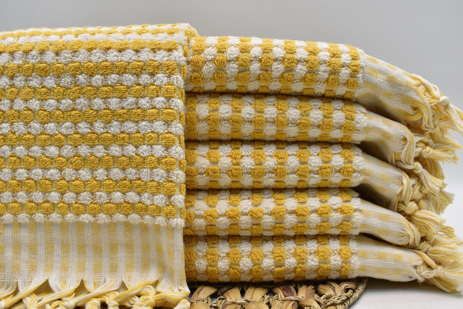 Basiclayersca Bubble Mustard Terry Hand Towel Made From 100