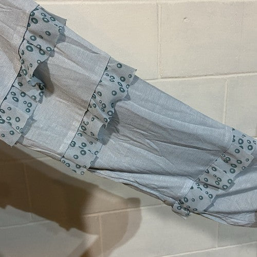 Anthropologie TINY Frances Long-Sleeve Ruffled Top Blue Embroidered Boho Floral