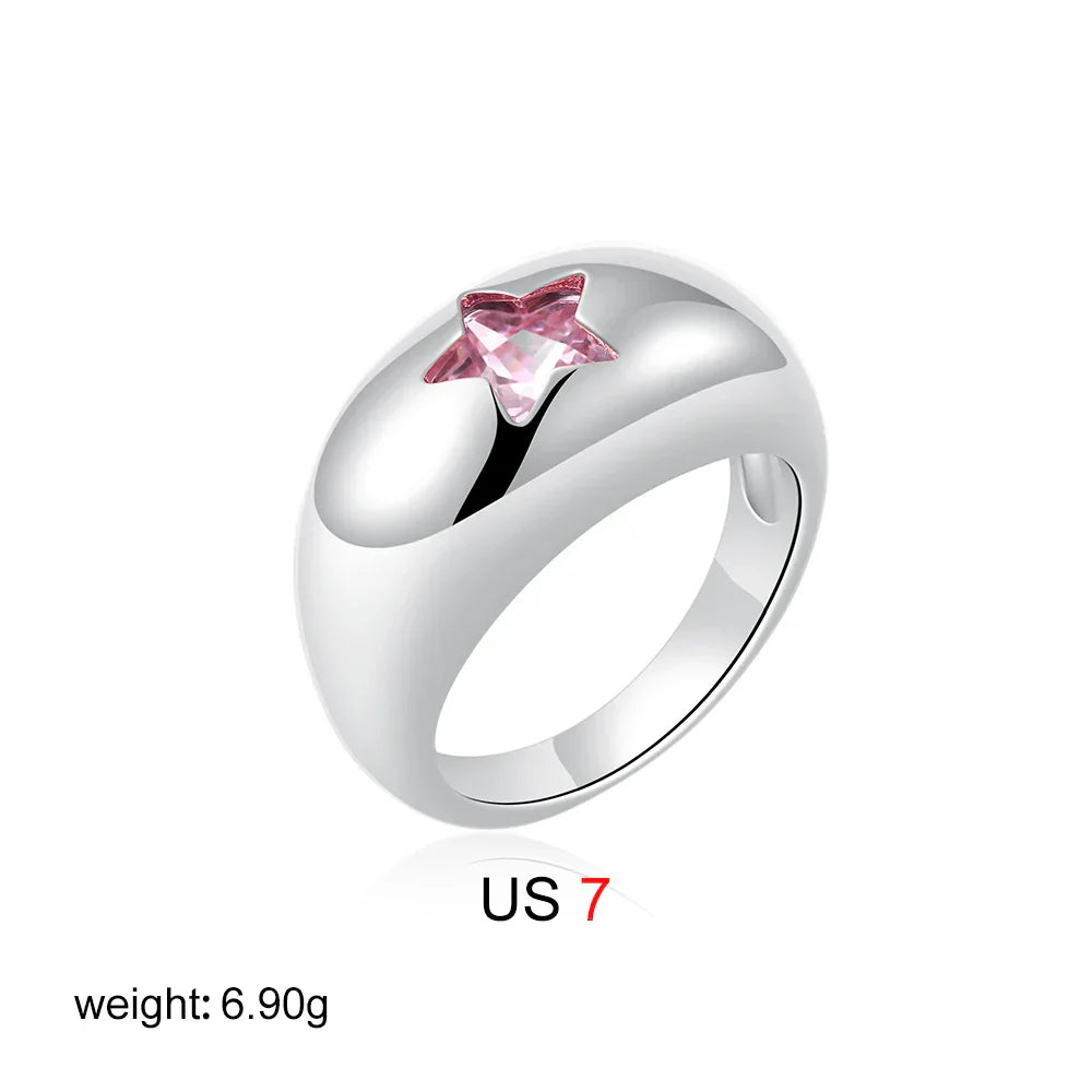 18K Gold Star Ring - Pink Zircon Glam