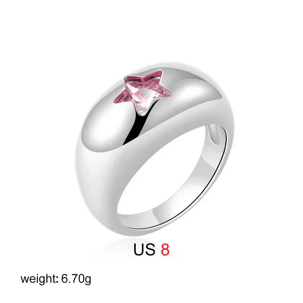 18K Gold Star Ring - Pink Zircon Glam